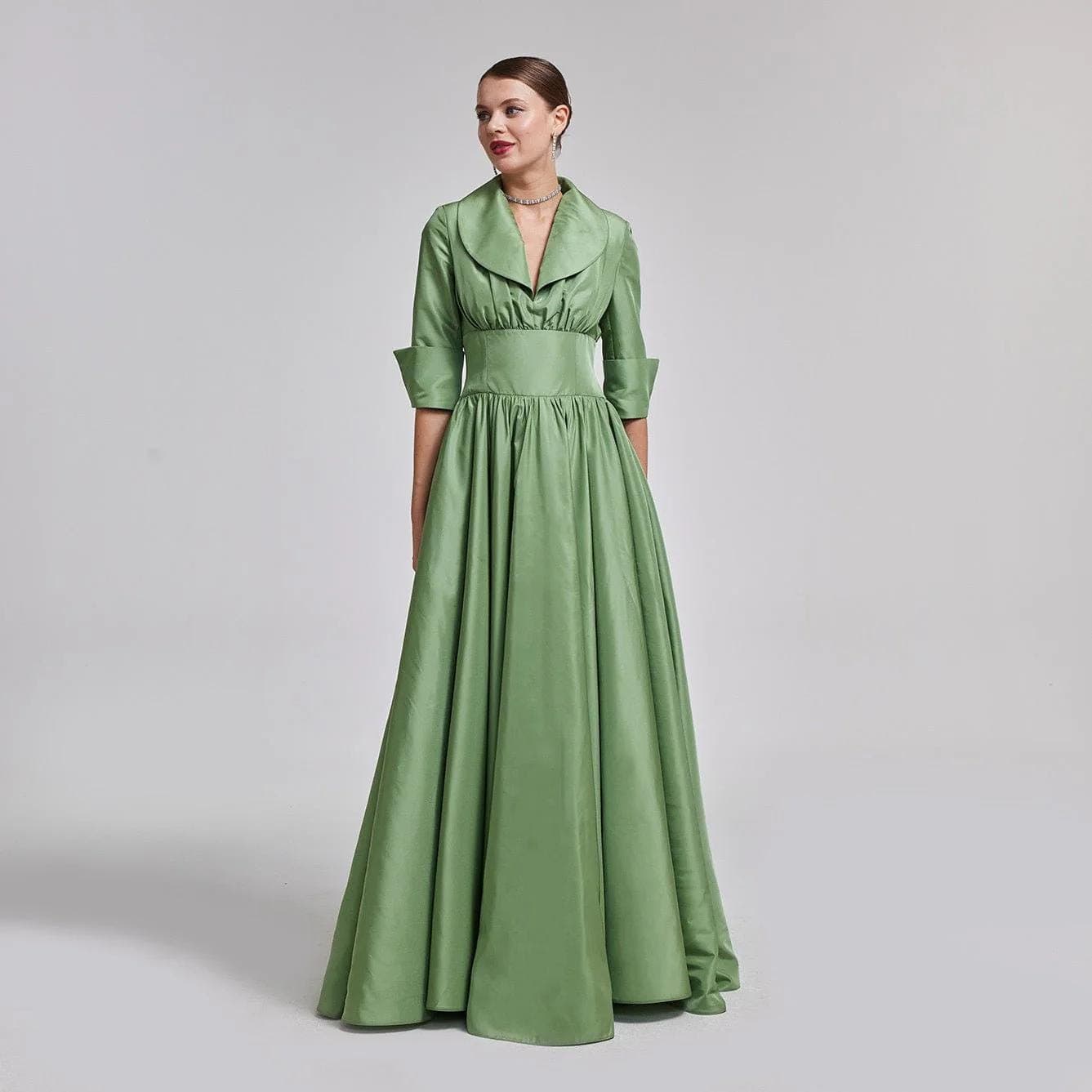 Navy Blue Taffeta Blazer Gown | Tzinut Gown | Modest Gown | Neck cut can be build up | Customisable | More colours available - image 4