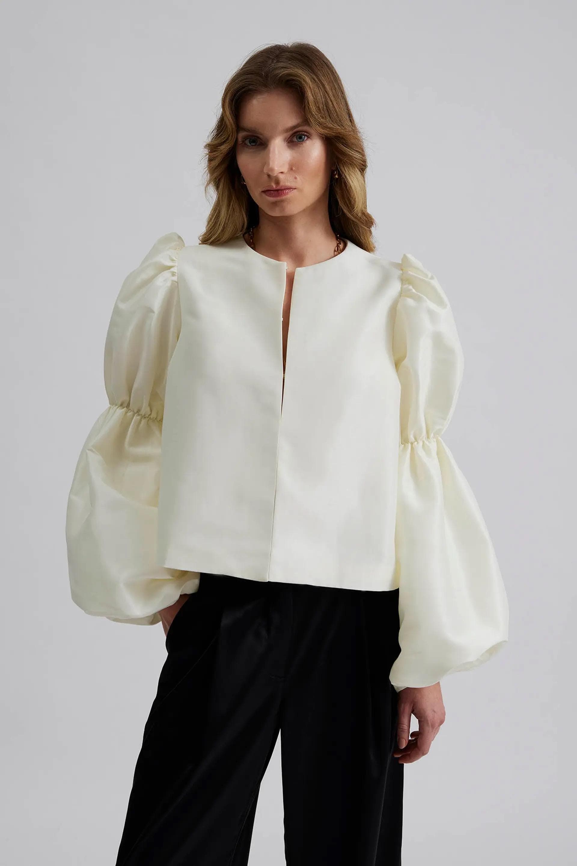Jacket with pouf balloon sleeve | Modest Fashion | Elegant style | Women business outfit| Made to measure available |more colours - image 4