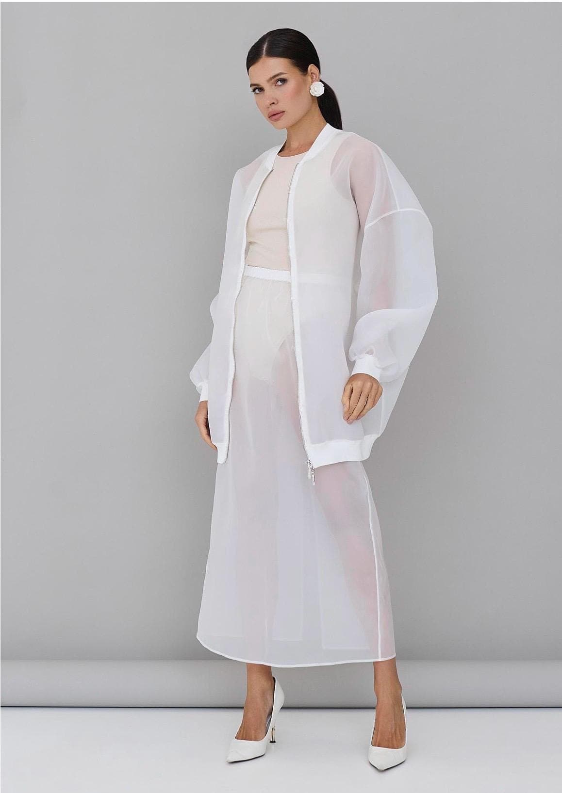 Matte Organza bomber blouse white | Can be lined | modest top |Business style blouse| Tzinut clothing | Minimalist design | Custom made - image 5