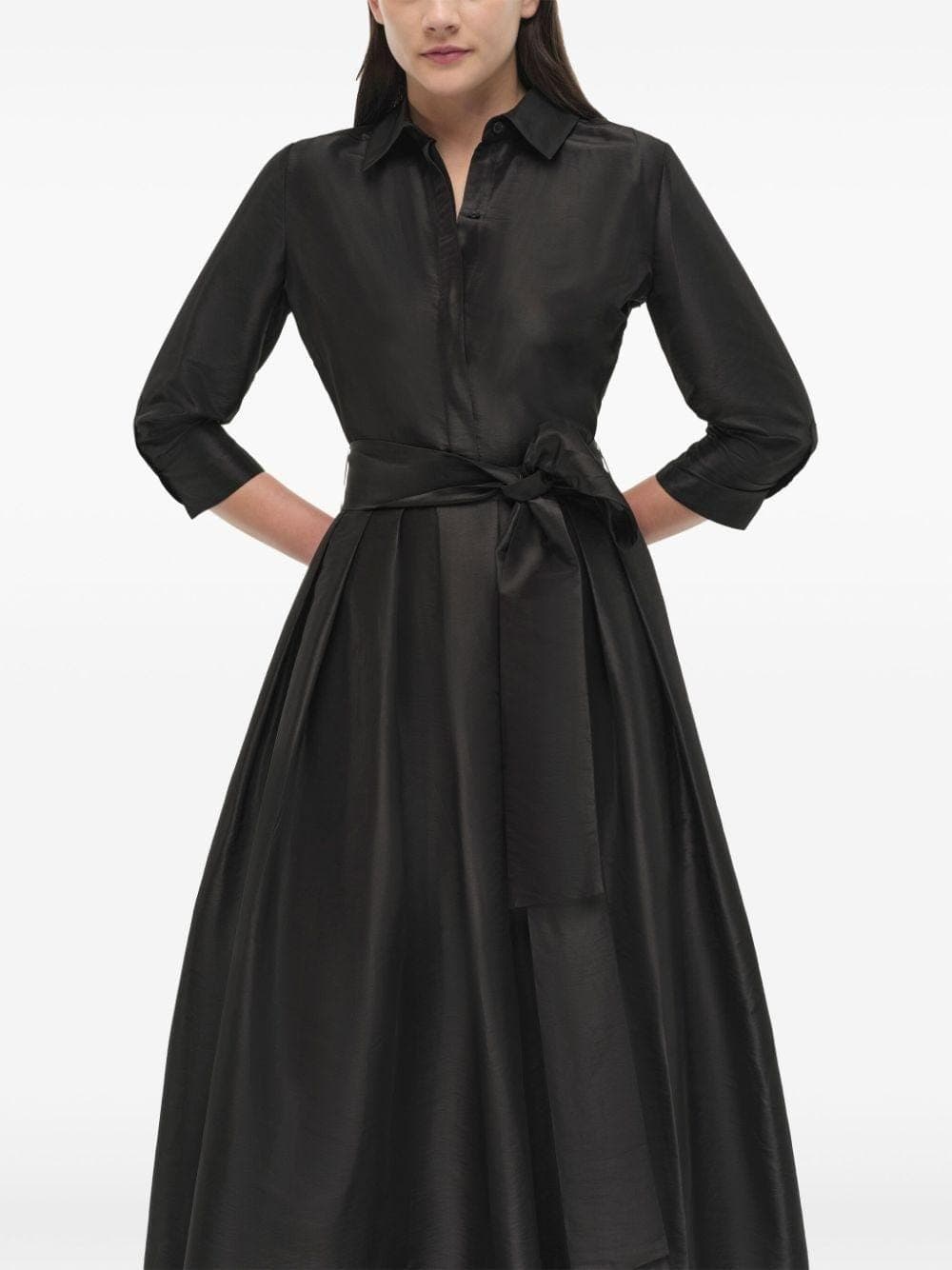Black taffeta maxi dress | Buttoned shirt dress | Modest fashion | Modest Dress | Customisable | More colours available | Tzinut outfits - image 3