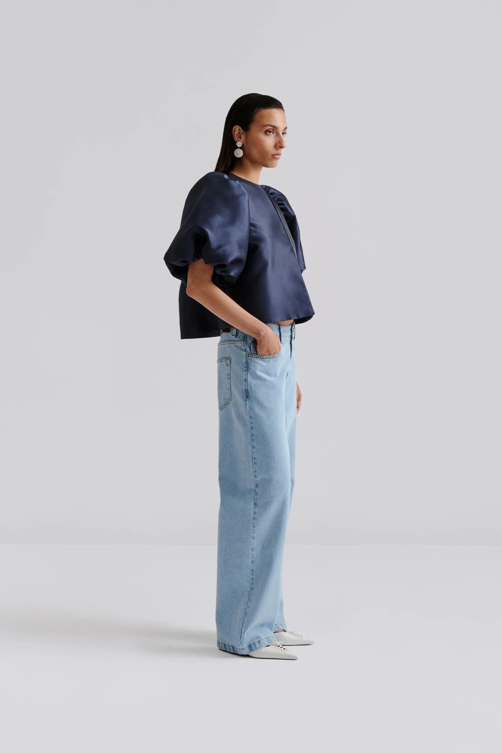 Blouse with pouf balloon sleeve in navy | Modest Fashion | Elegant style | Women business outfit| Made to measure available |more colours - image 5