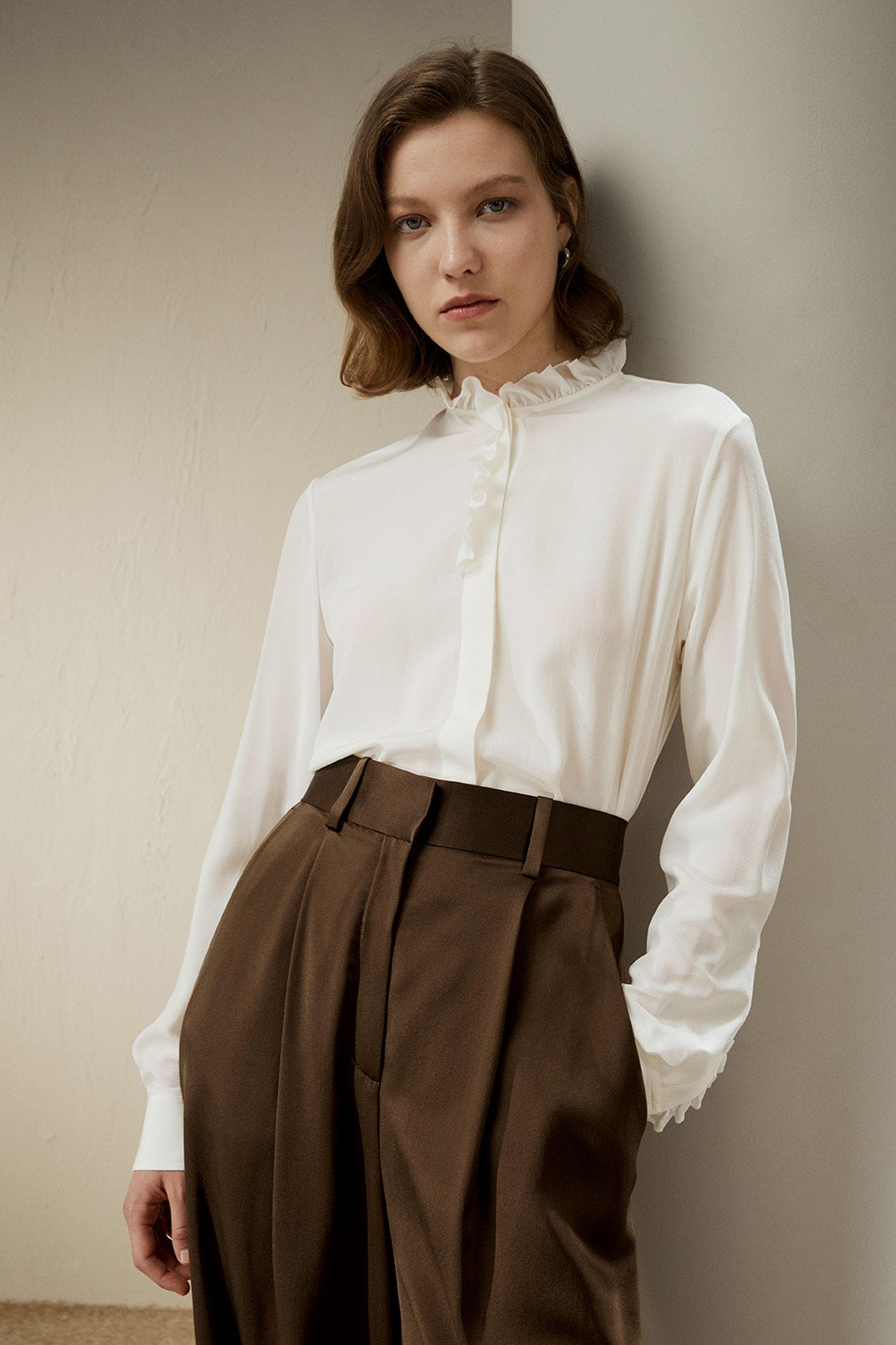 Crêpe de Chine Blouse with Ruffle Edge | Modest stylish blouse | More colours available |Tzinut clothing |Made to measure available - image 4