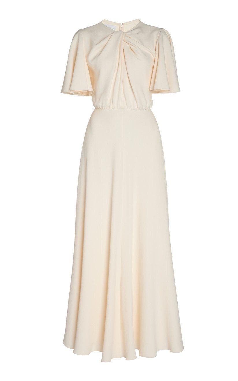 A silhouette off white Gown | Modest Crepe Dress for Special Occasions | Modest fashion | custom made available | Midi crepe modest dress - image 4
