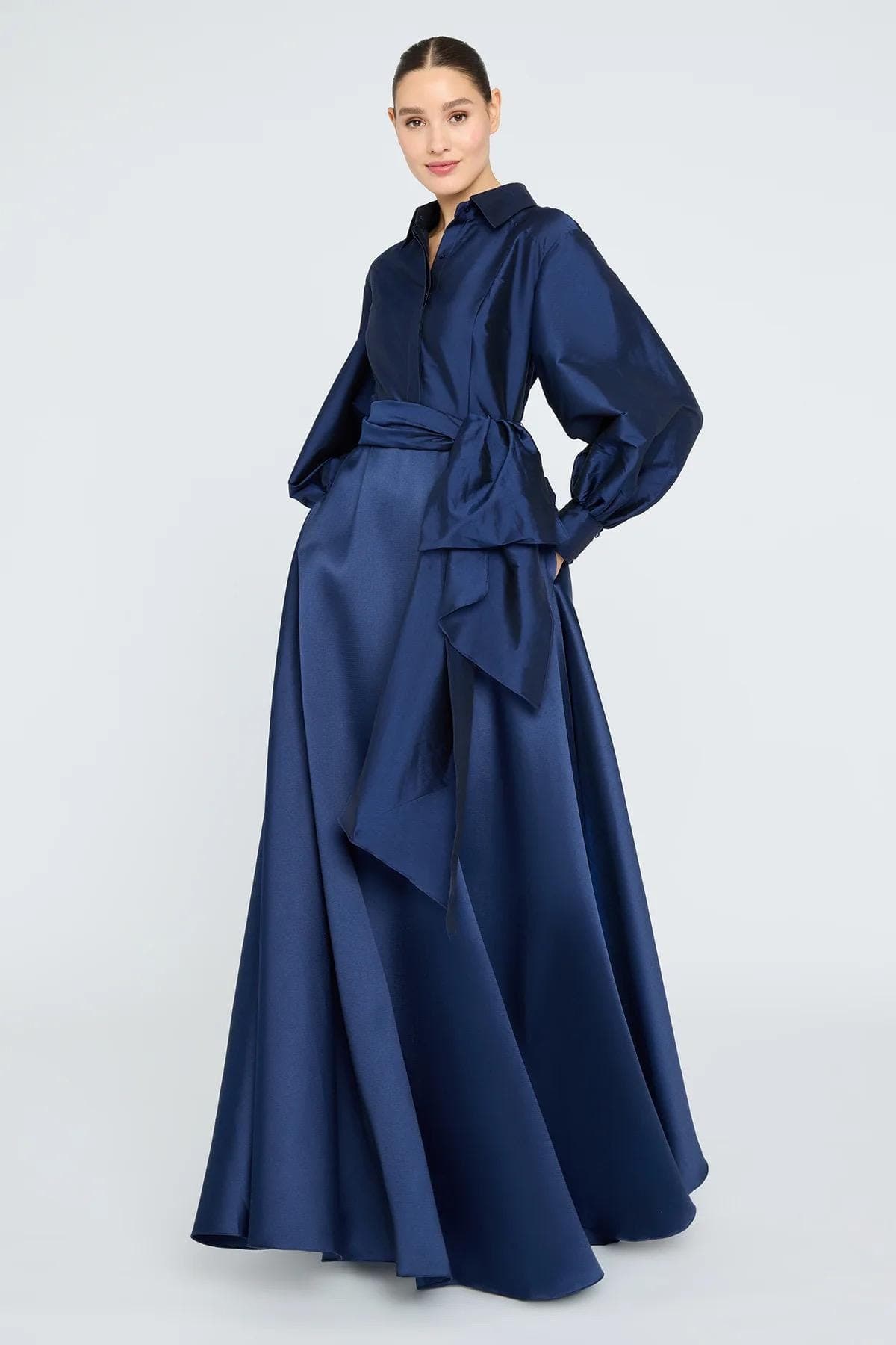 Navy satin  taffeta Gown | Modest Taffeta Dress for Special Occasions |  Modest fashion |  custom made available  | Taffeta modest gown