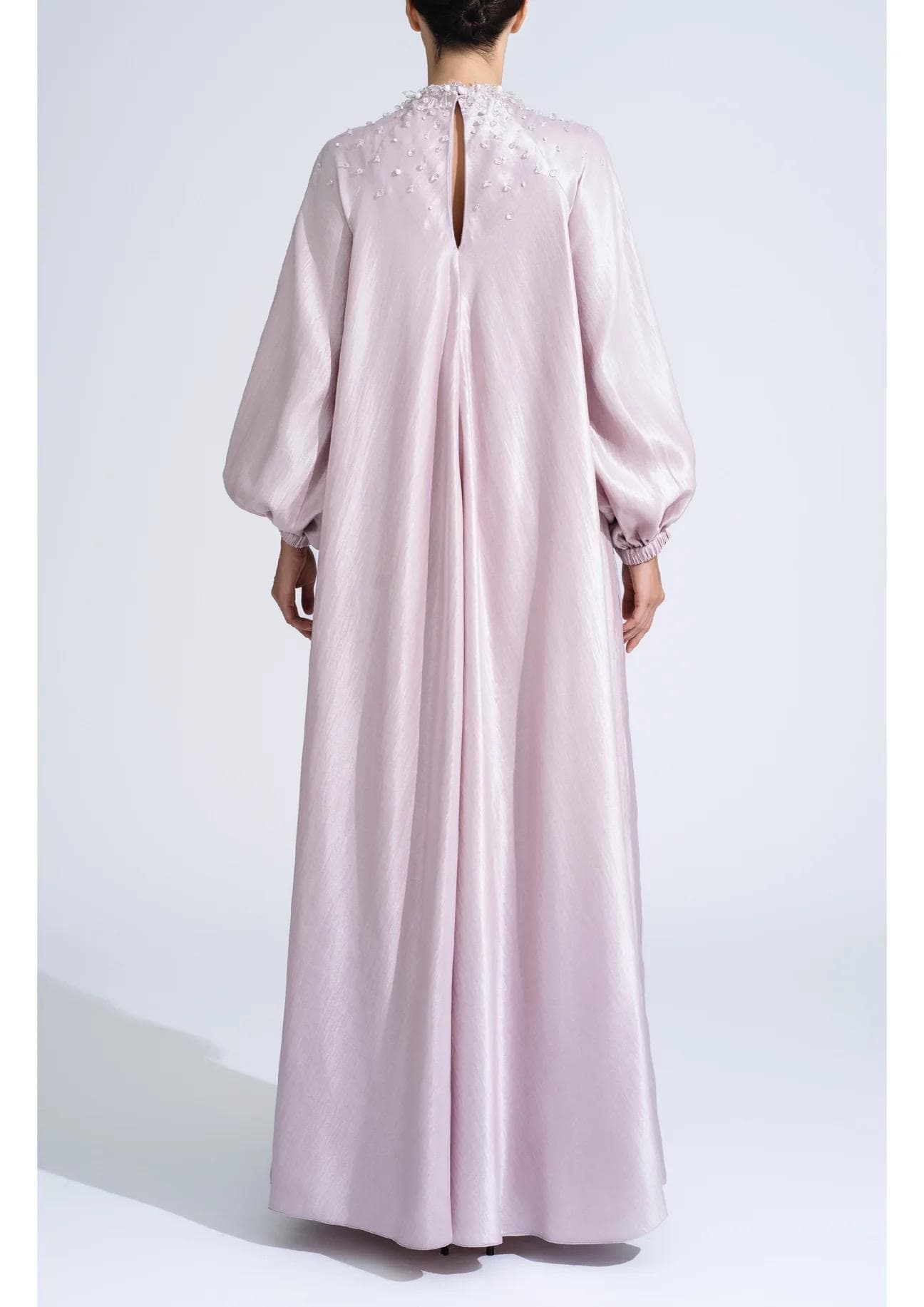 A-line silhouette blush kaftan | Modest Satin Dress for Special Occasions | Modest fashion | custom made available | Midi satin modest dress - image 4