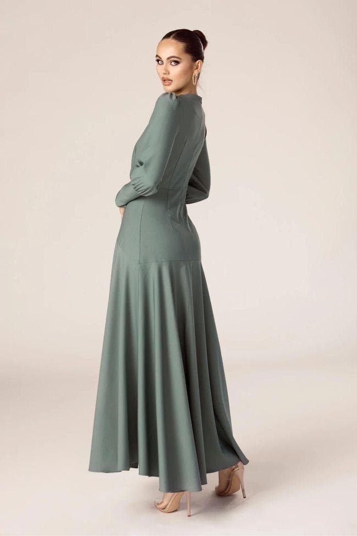 Asilhouette crepe viscose dress| Modest Satin Dress for Special Occasions | Modest fashion | custom made available | Midi satin modest dress - image 3