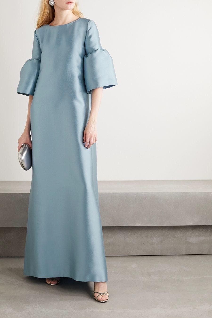 Straight silhouette gown | Modest Satin Dress for Special Occasions | Modest fashion | custom made available | Midi satin modest dress - image 3