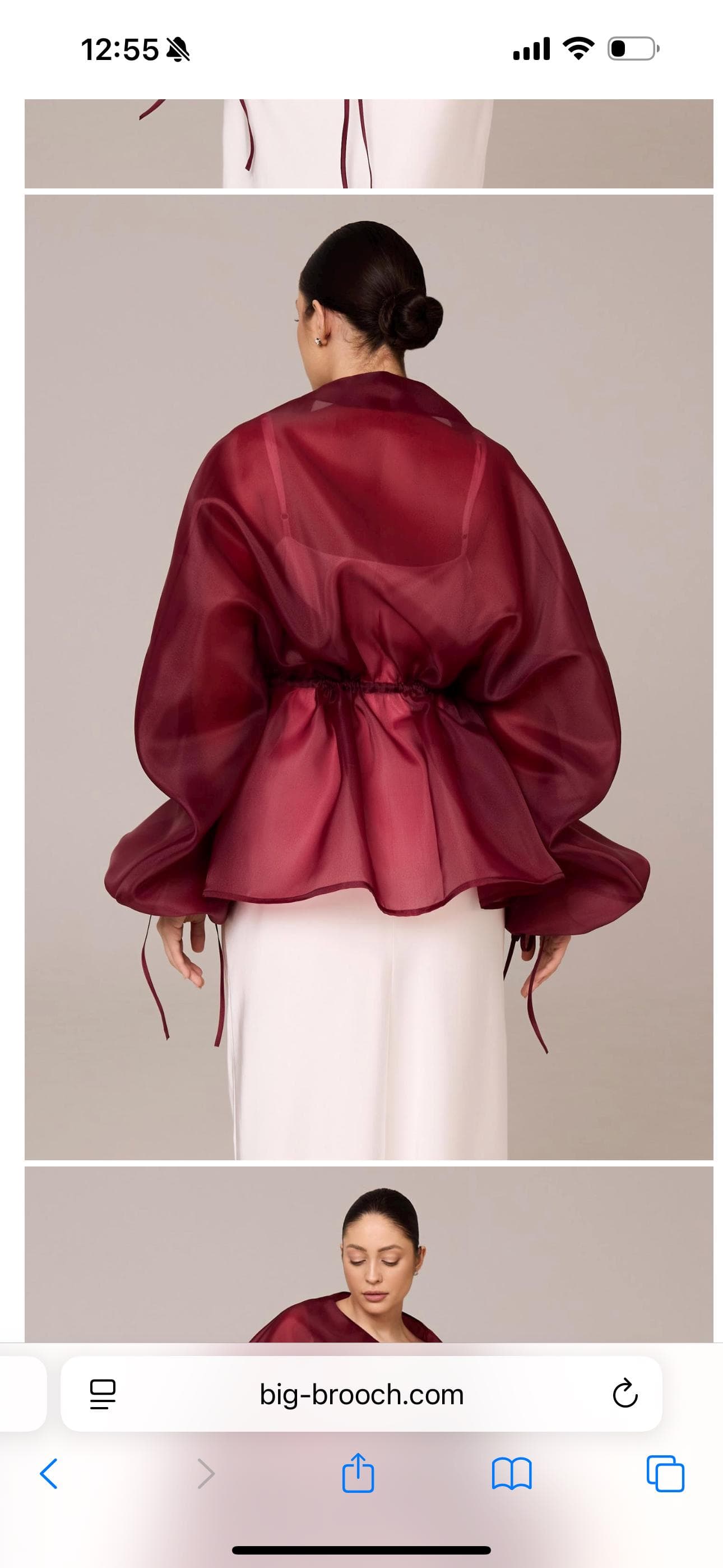 Organza blouse burgundy | modest top |Business style blouse| Tzinut clothing | Minimalist design | Custom made available - image 3