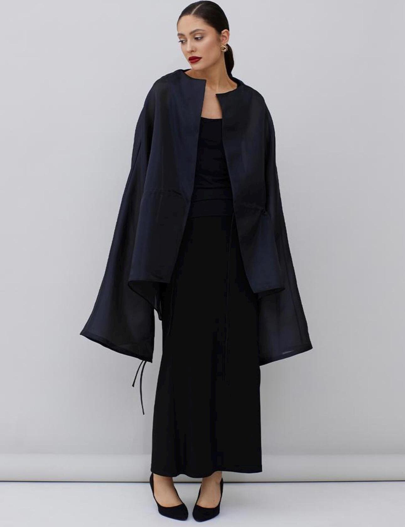 Matte Organza blouse black | Can be lined | modest top |Business style blouse| Tzinut clothing | Minimalist design | Custom made - image 4