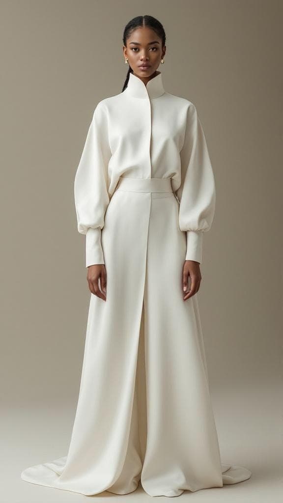 Elegant High-Collar Ivory Maxi Dress | Modest Gown | Modest fashion