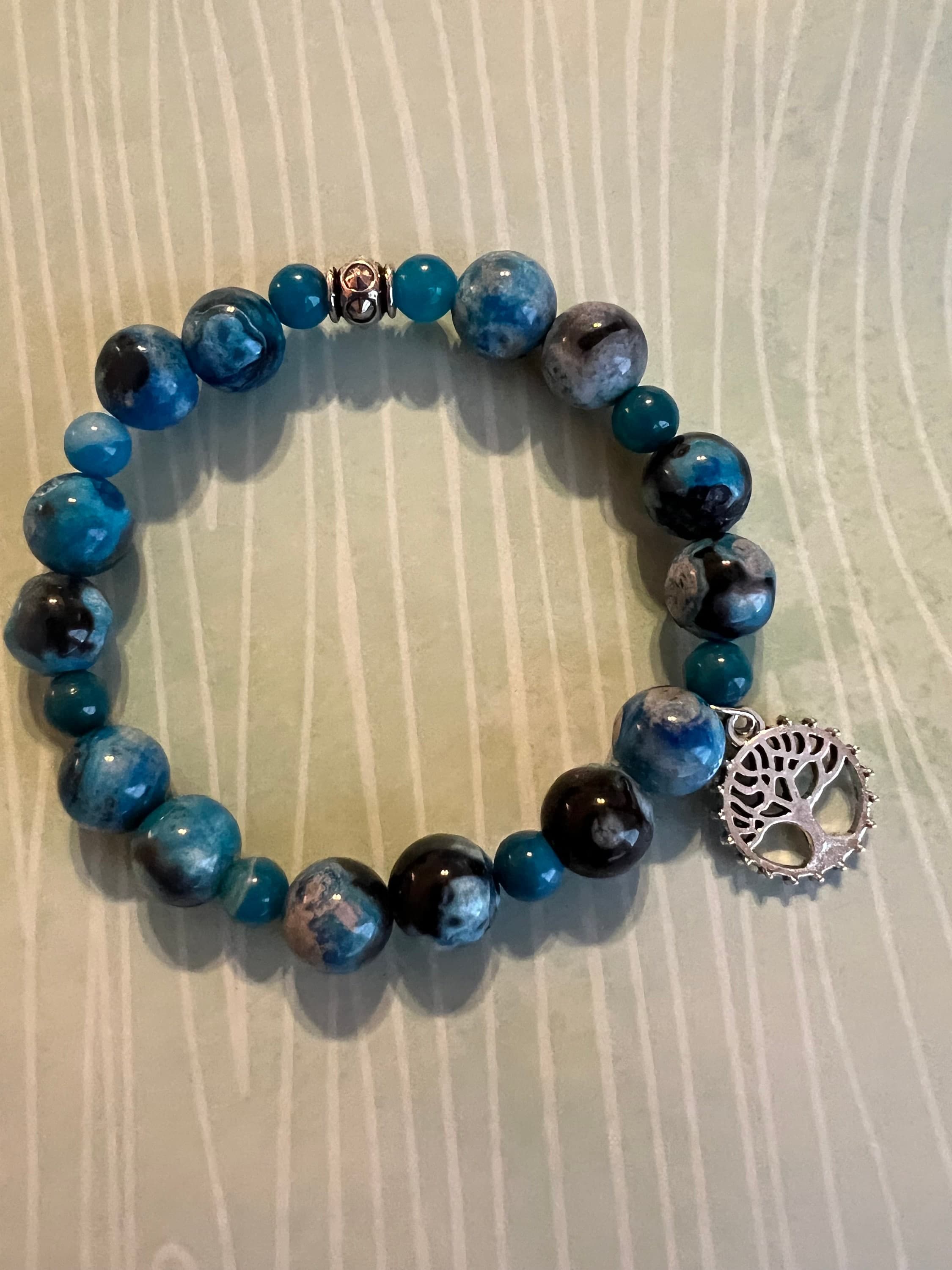 Beaded Bracelet for Men-Natural Agate Stone-Healing Stone Jewelry-Gift for Him-