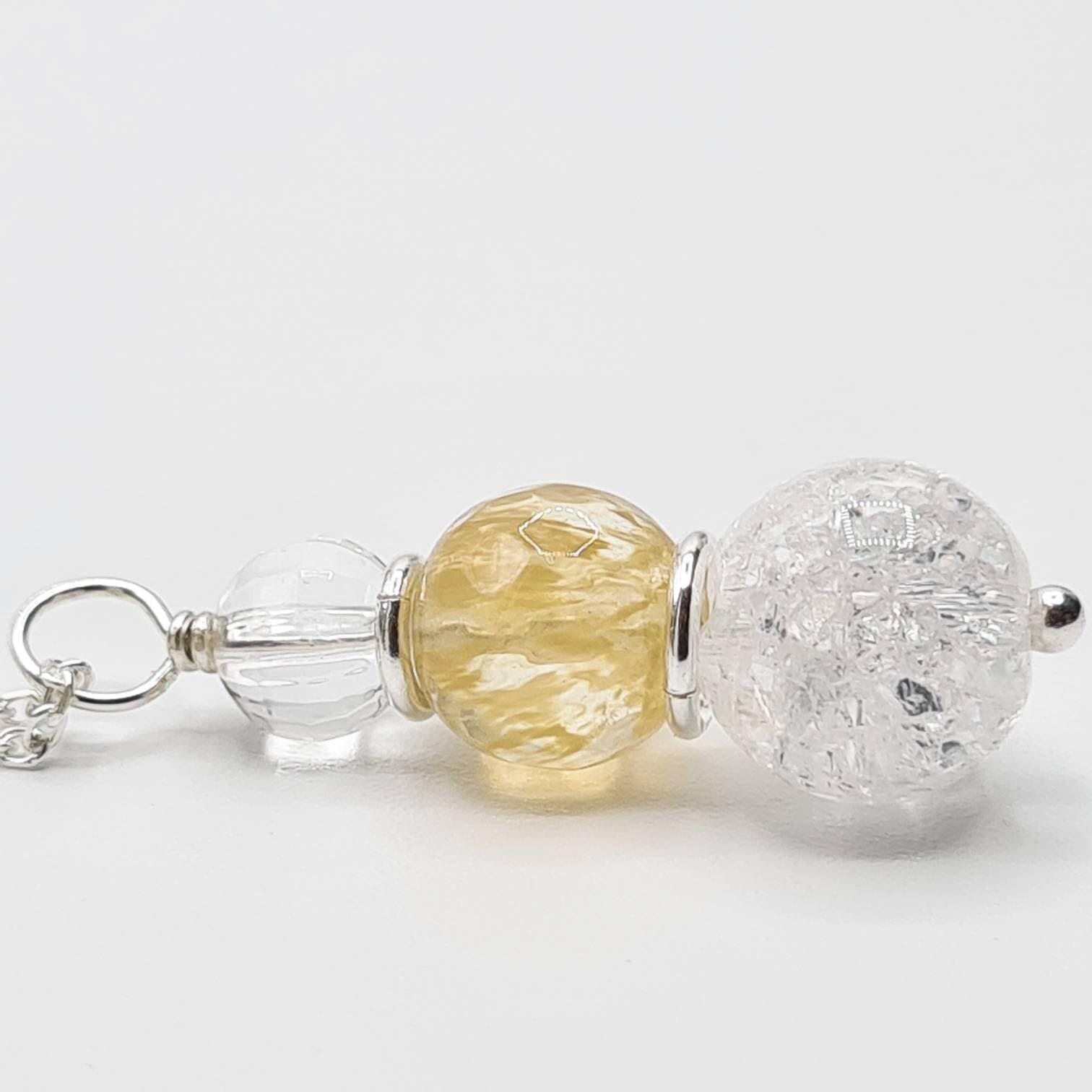 Happy Ever After - Sterling Silver Citrine, Crackled & Clear Quartz Necklace