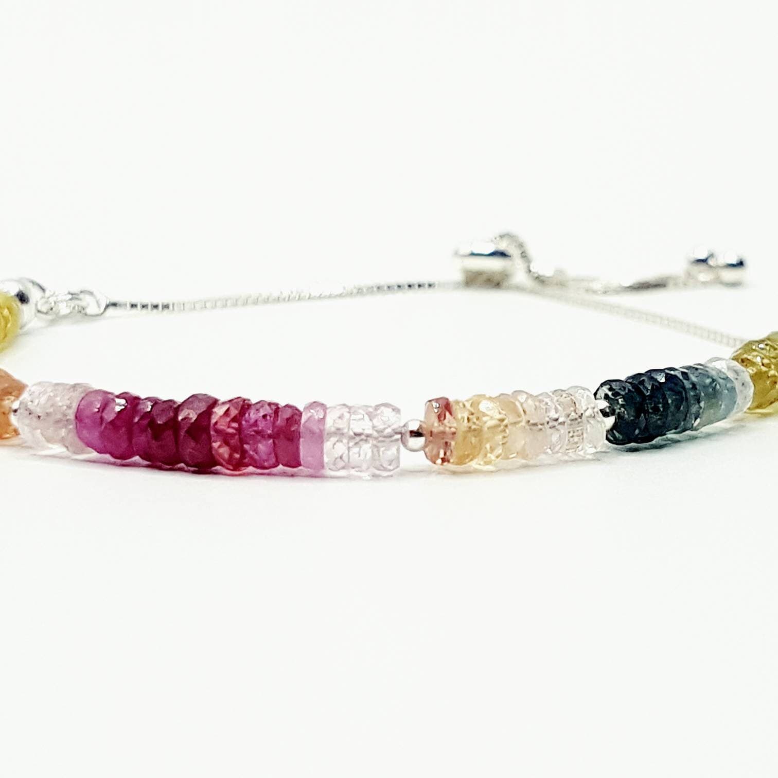 Rainbow Sapphire Bracelet in Sterling Silver, Natural Gemstone, Reiki Infused Bracelet, Healing Jewellery