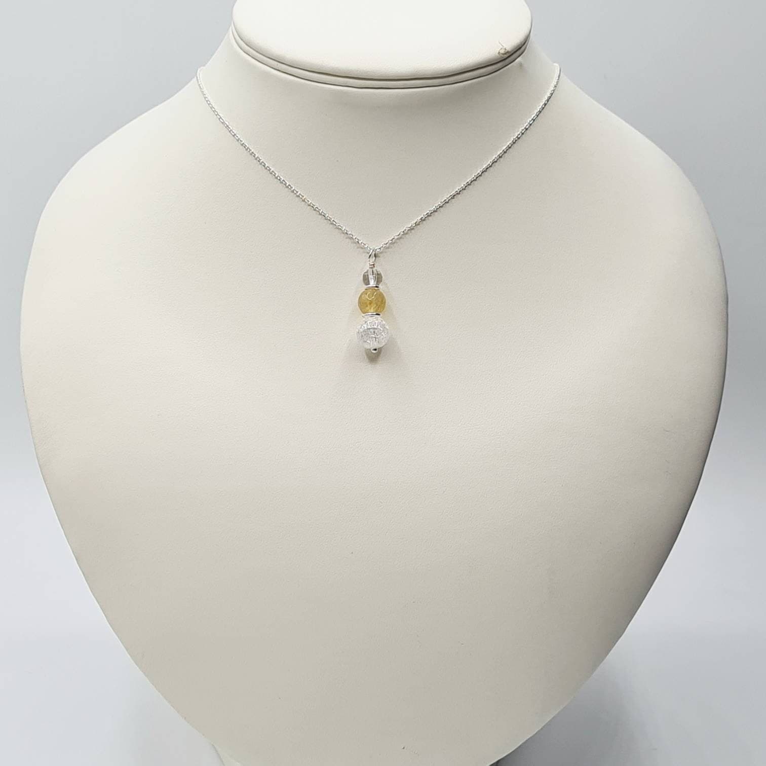 Happy Ever After - Sterling Silver Citrine, Crackled & Clear Quartz Necklace - image 5