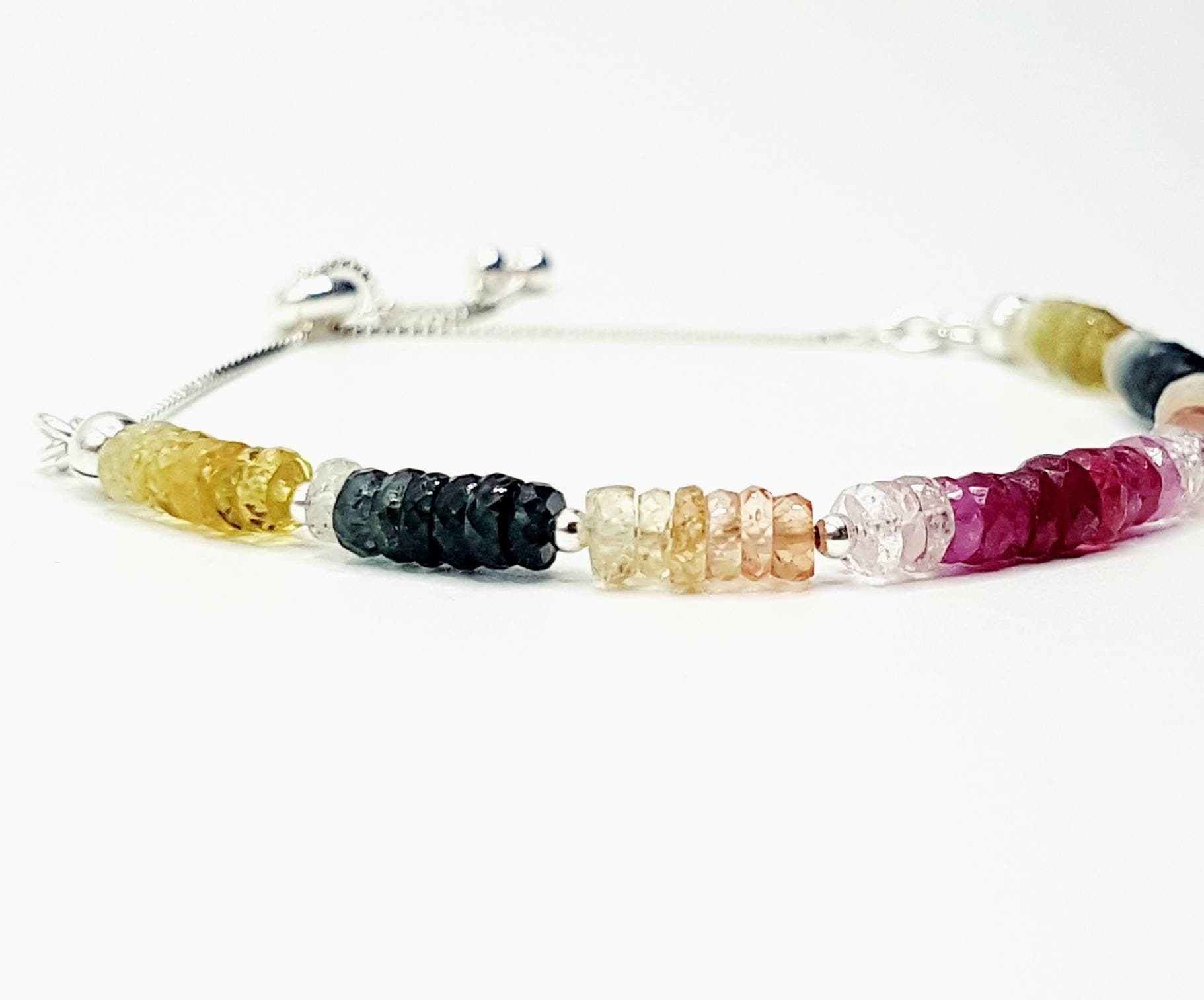 Rainbow Sapphire Bracelet in Sterling Silver, Natural Gemstone, Reiki Infused Bracelet, Healing Jewellery - image 3