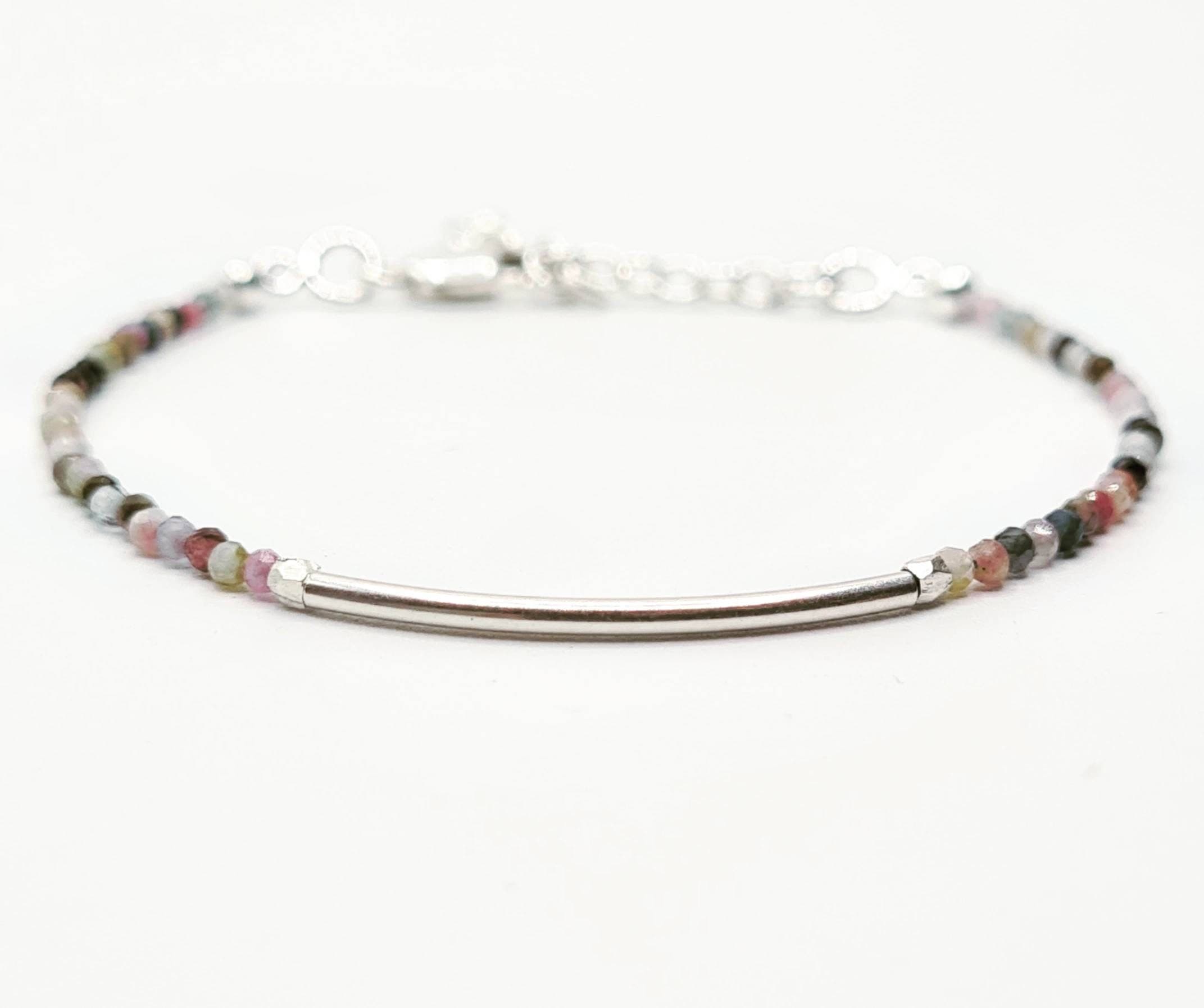 Multicolor Tourmaline Sterling Silver Bracelet: Delicate Fine Silver Accents - image 5