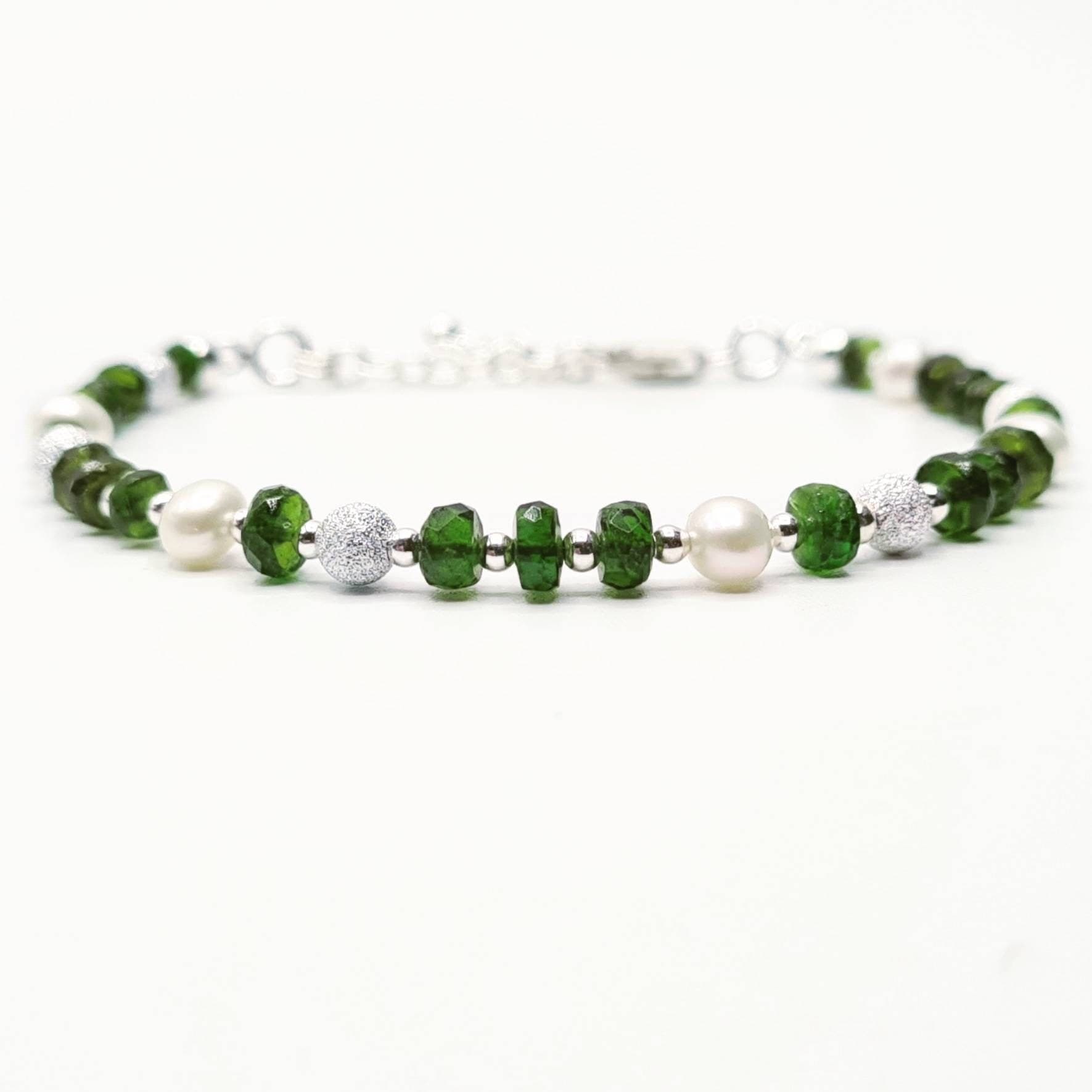 Baroque Pearl & Chrome Diopside Bracelet in Sterling Silver - image 3