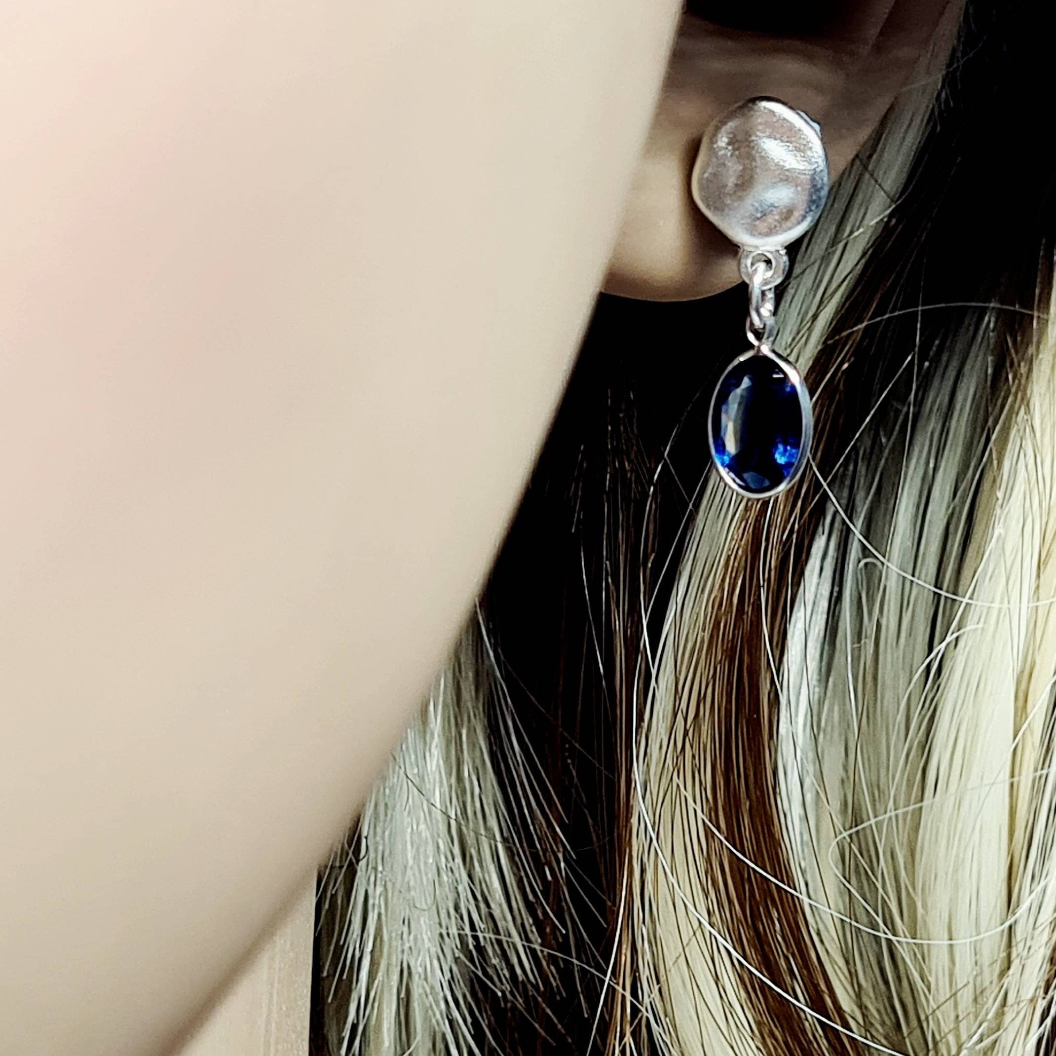 Nilamani Earrings (Neelam Stone) in Sterling Silver - image 3
