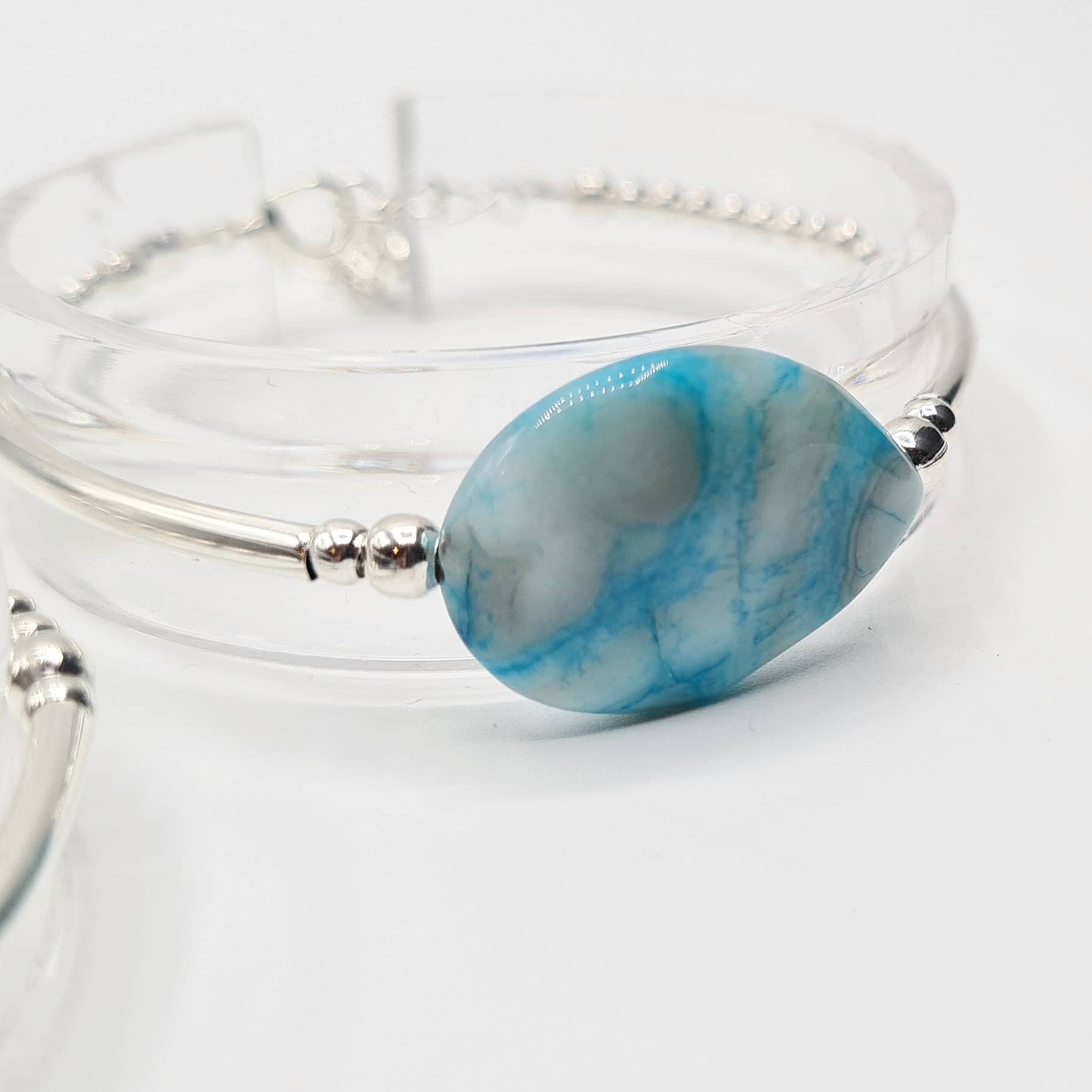 Set of 2 - Blue Pear Agate Bracelets - image 4