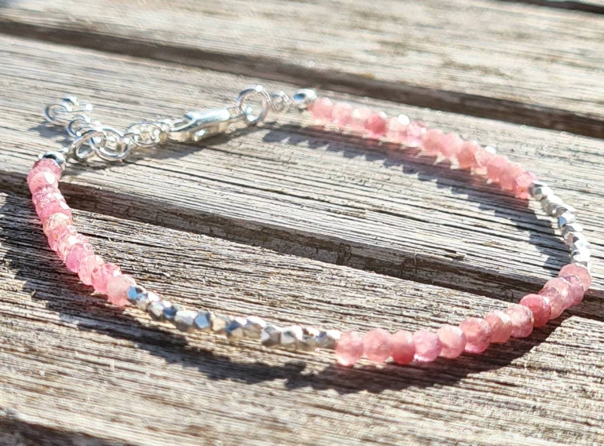 Pink Tourmaline Delicate Bracelet in Fine and Sterling Silver - image 3