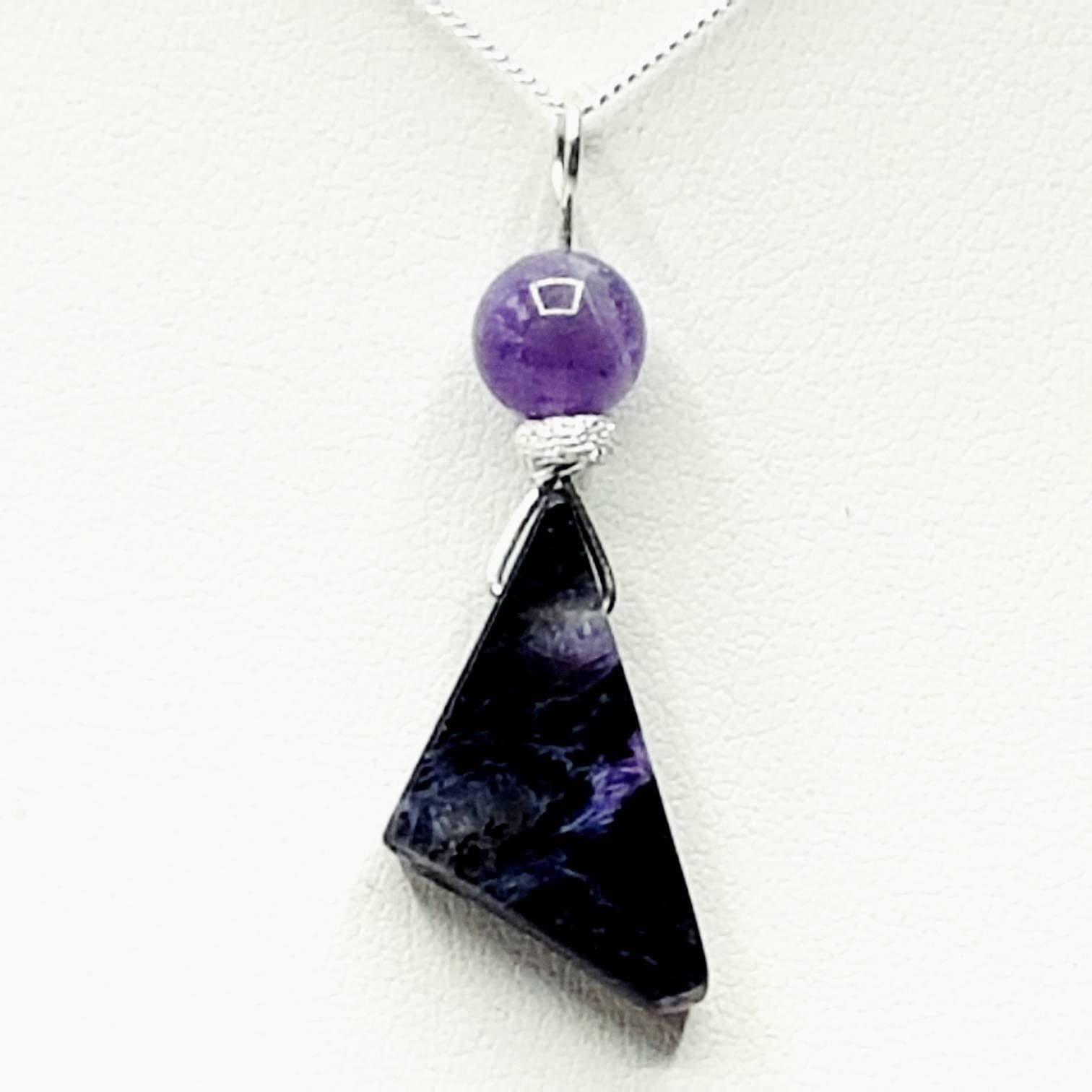 Charoite & Amethyst Necklace in Sterling Silver - image 3
