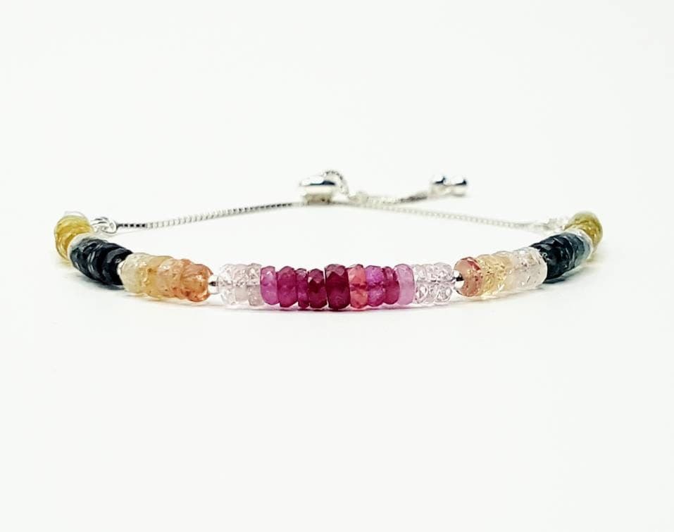 Rainbow Sapphire Bracelet in Sterling Silver, Natural Gemstone, Reiki Infused Bracelet, Healing Jewellery - image 4