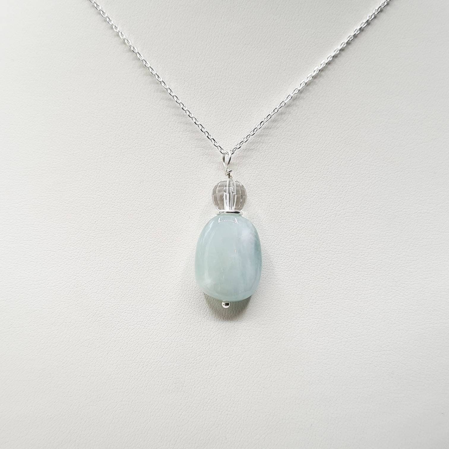 Keep The Peace - Sterling Silver Aquamarine Necklace with Clear Quartz - image 4