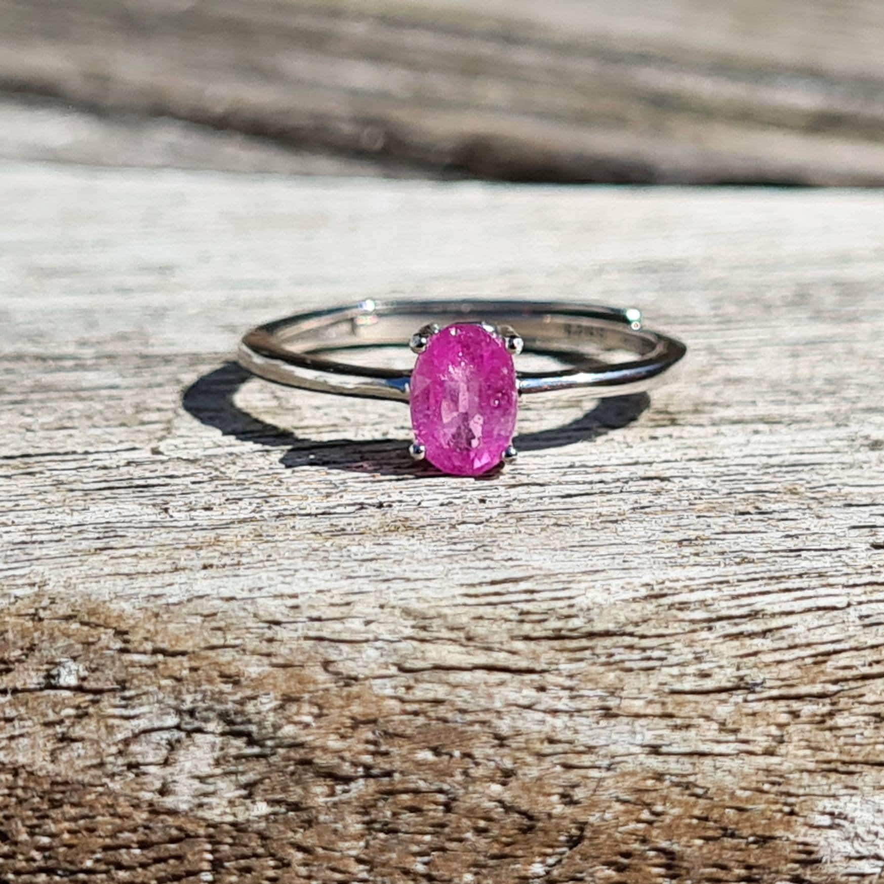 Pink Sapphire Oval Solitaire Adjustable Ring in Sterling Silver - image 3