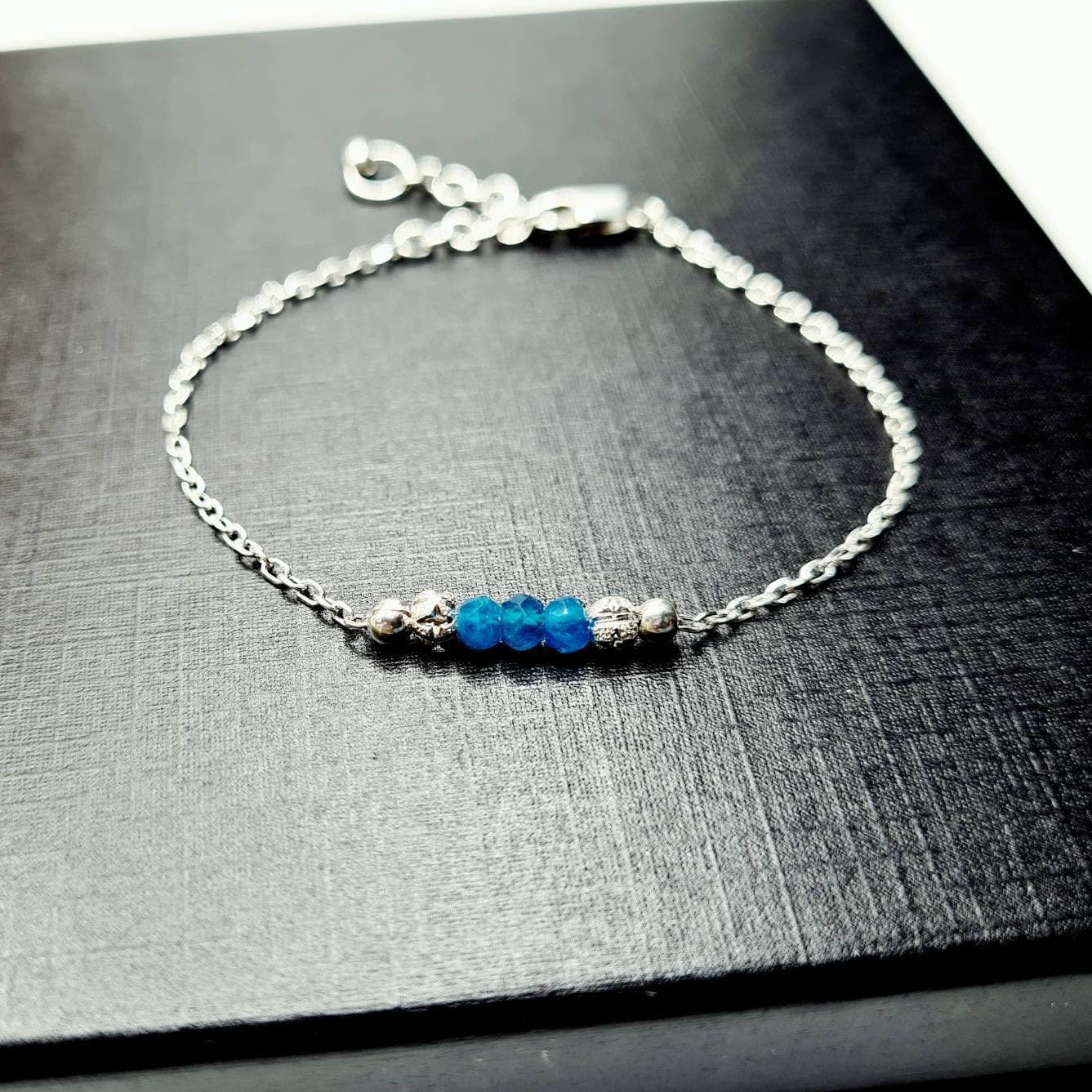 Delicate Blue Apatite Bracelet in Sterling Silver - image 3