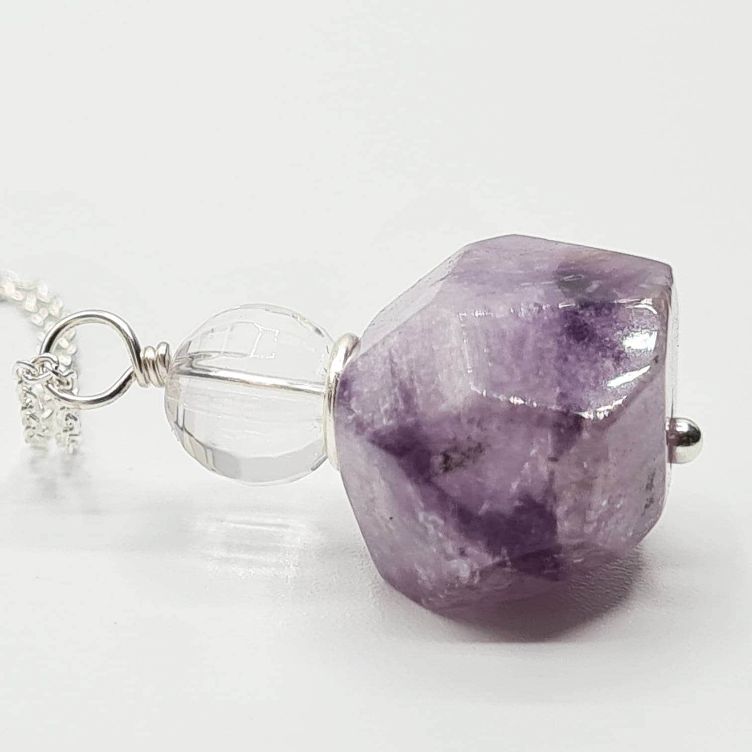 All of Me - Sterling Silver Amethyst Necklace with Clear Quartz
