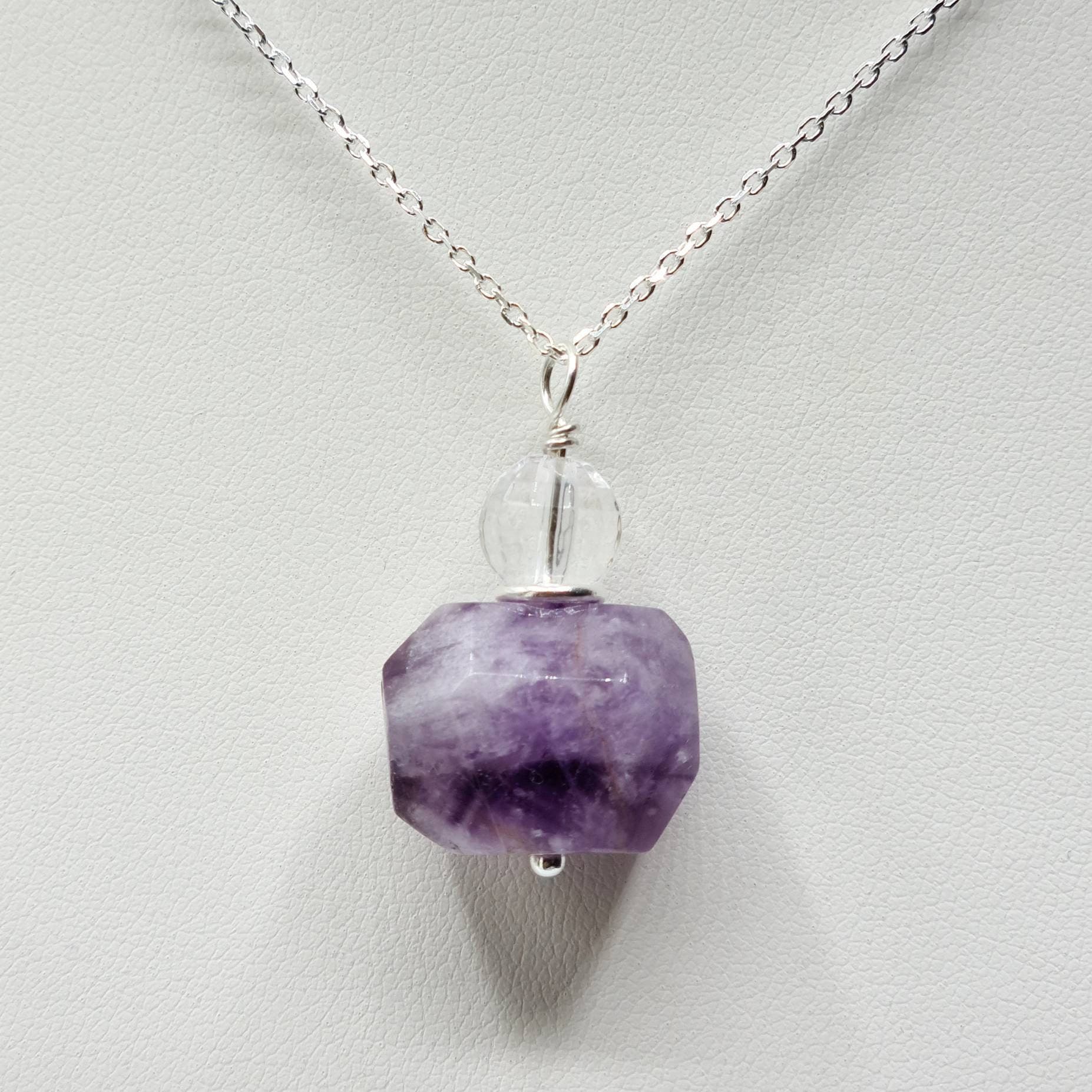 All of Me - Sterling Silver Amethyst Necklace with Clear Quartz - image 3