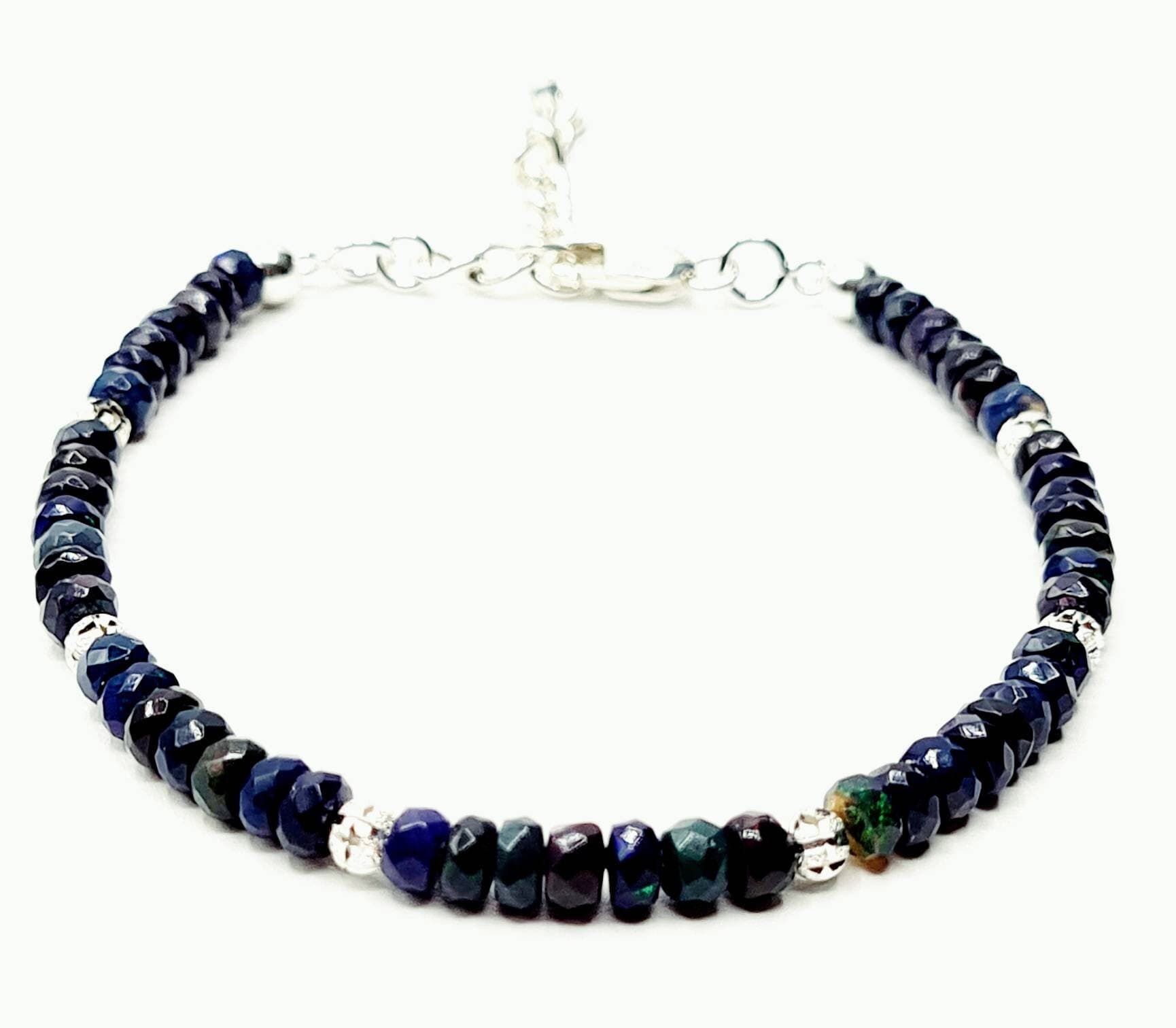 Black Ethiopian Opal Bracelet in Sterling Silver