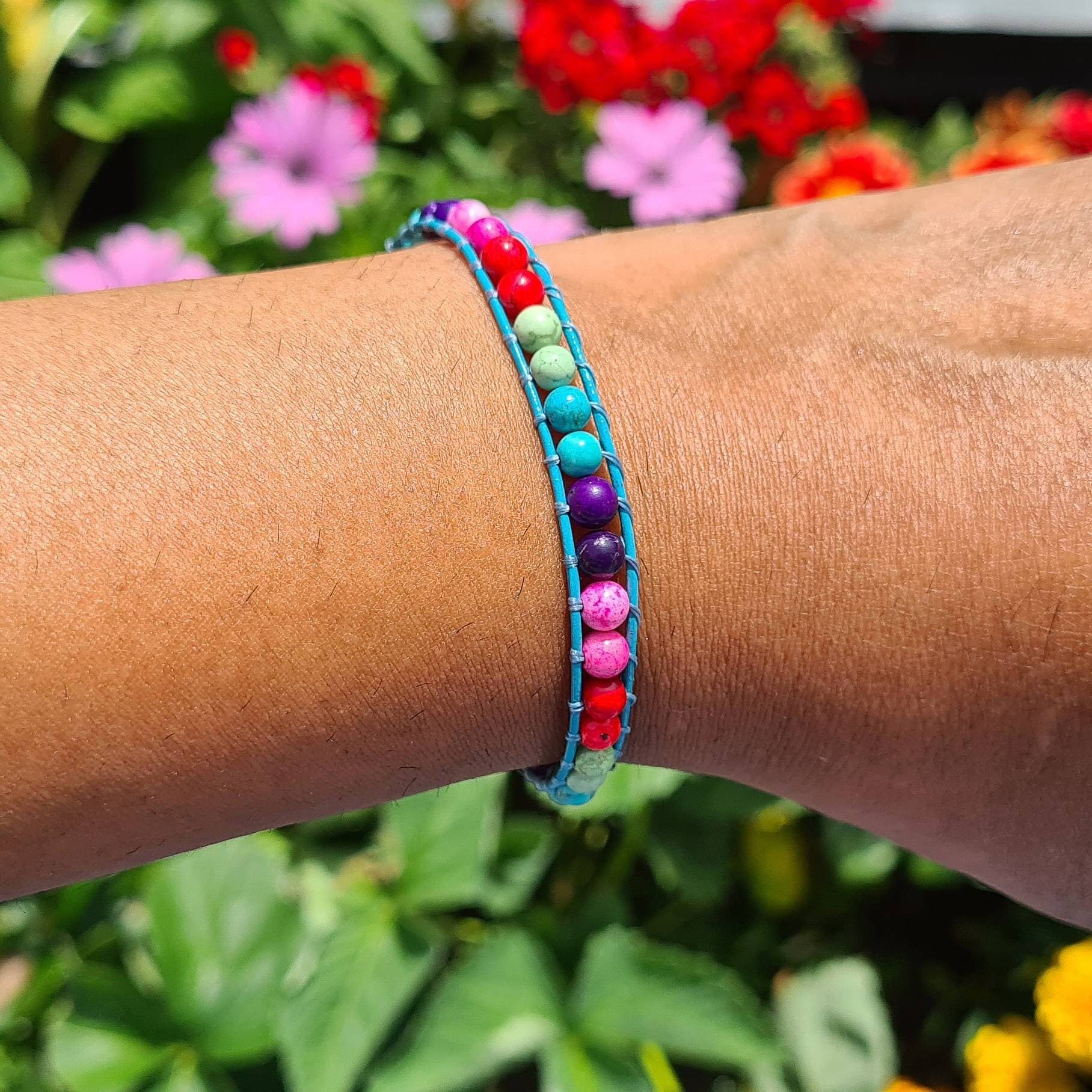 Rainbow Magnesite Single Wrap Bracelet