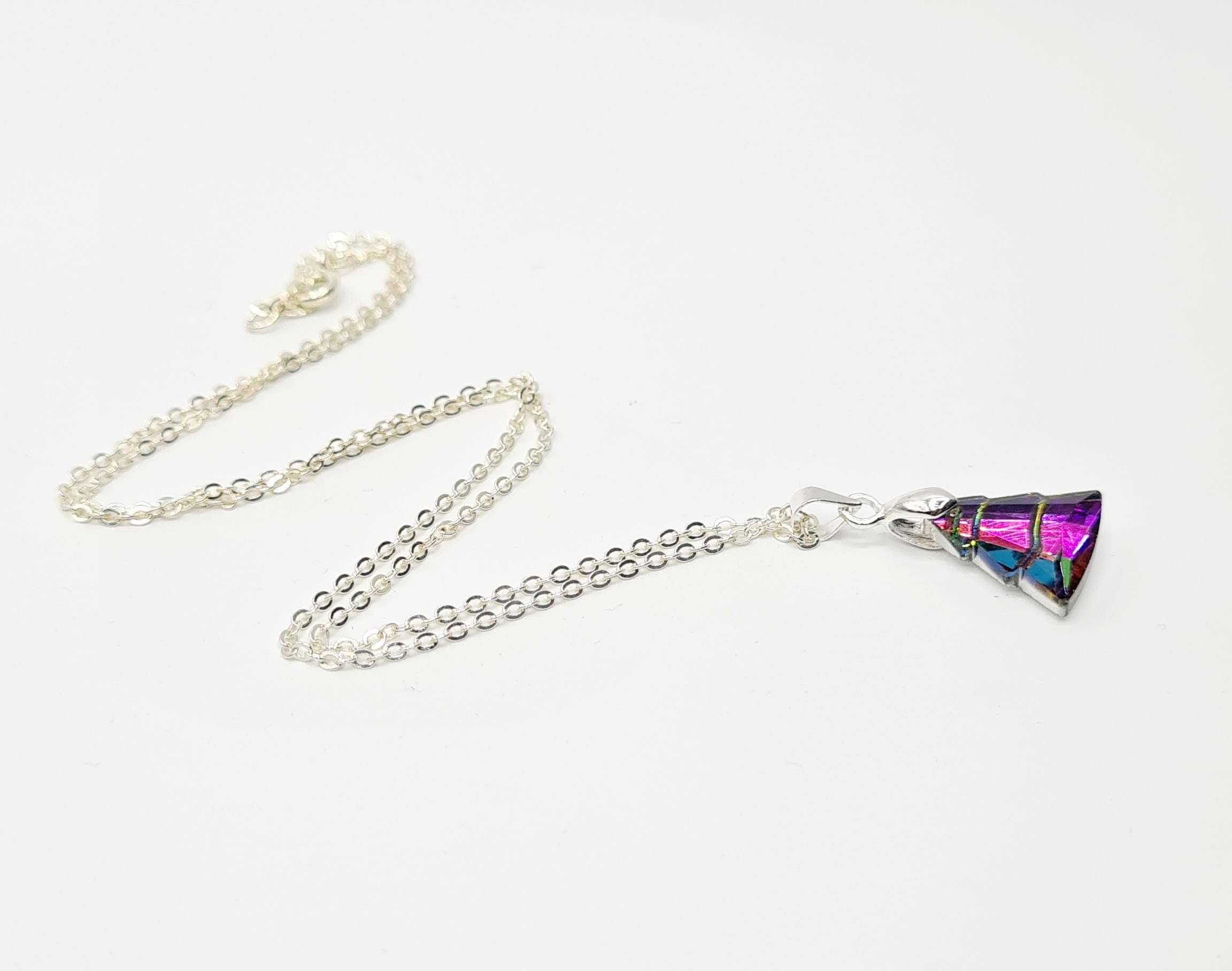 Iridescent Glass Crystal Christmas Tree Pendant Necklace, Christmas Gift on Poem Card - image 5