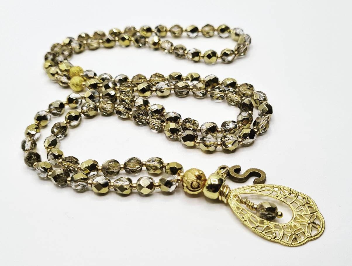 Personalized Gold Czech Crystal Tasbih, Prayer Beads, Tasbeeh, Misbah - image 5