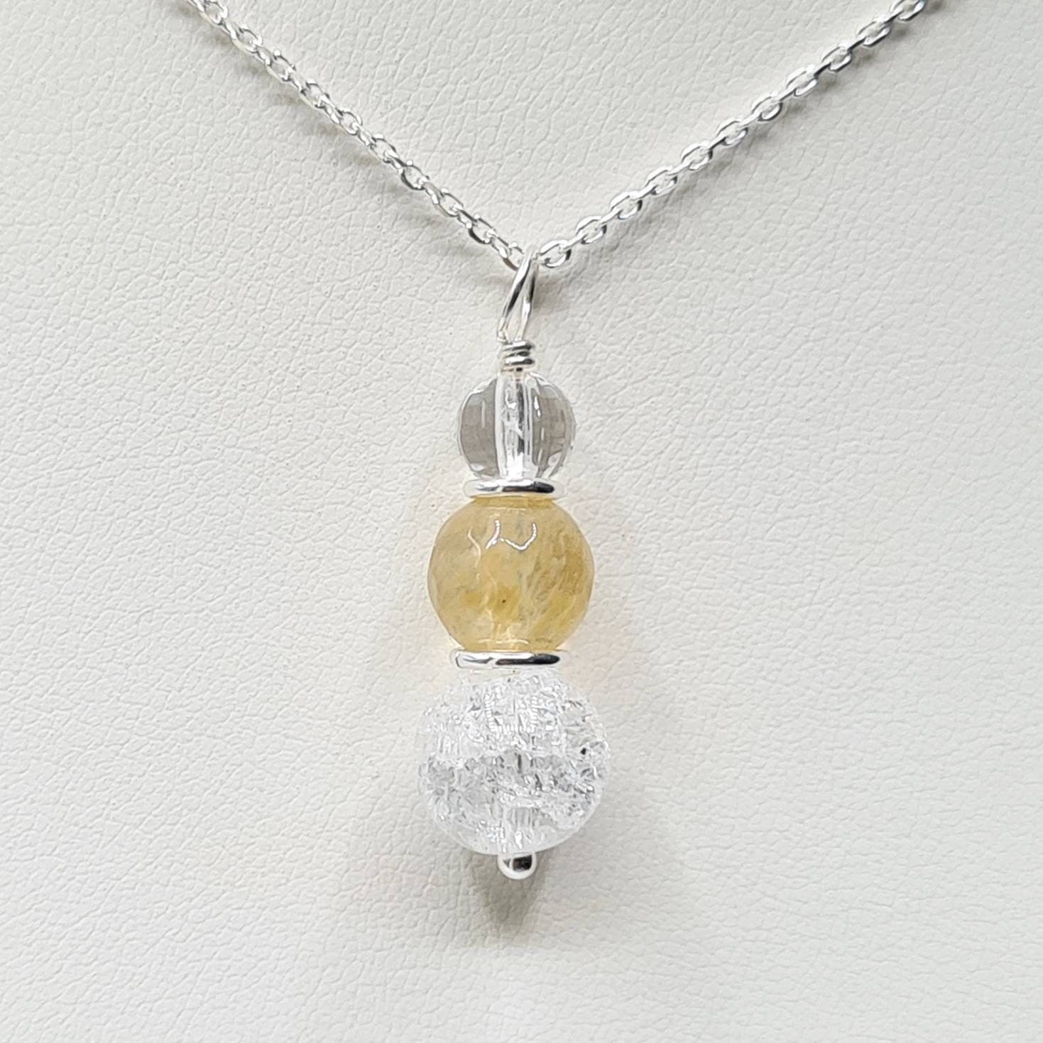Happy Ever After - Sterling Silver Citrine, Crackled & Clear Quartz Necklace - image 3
