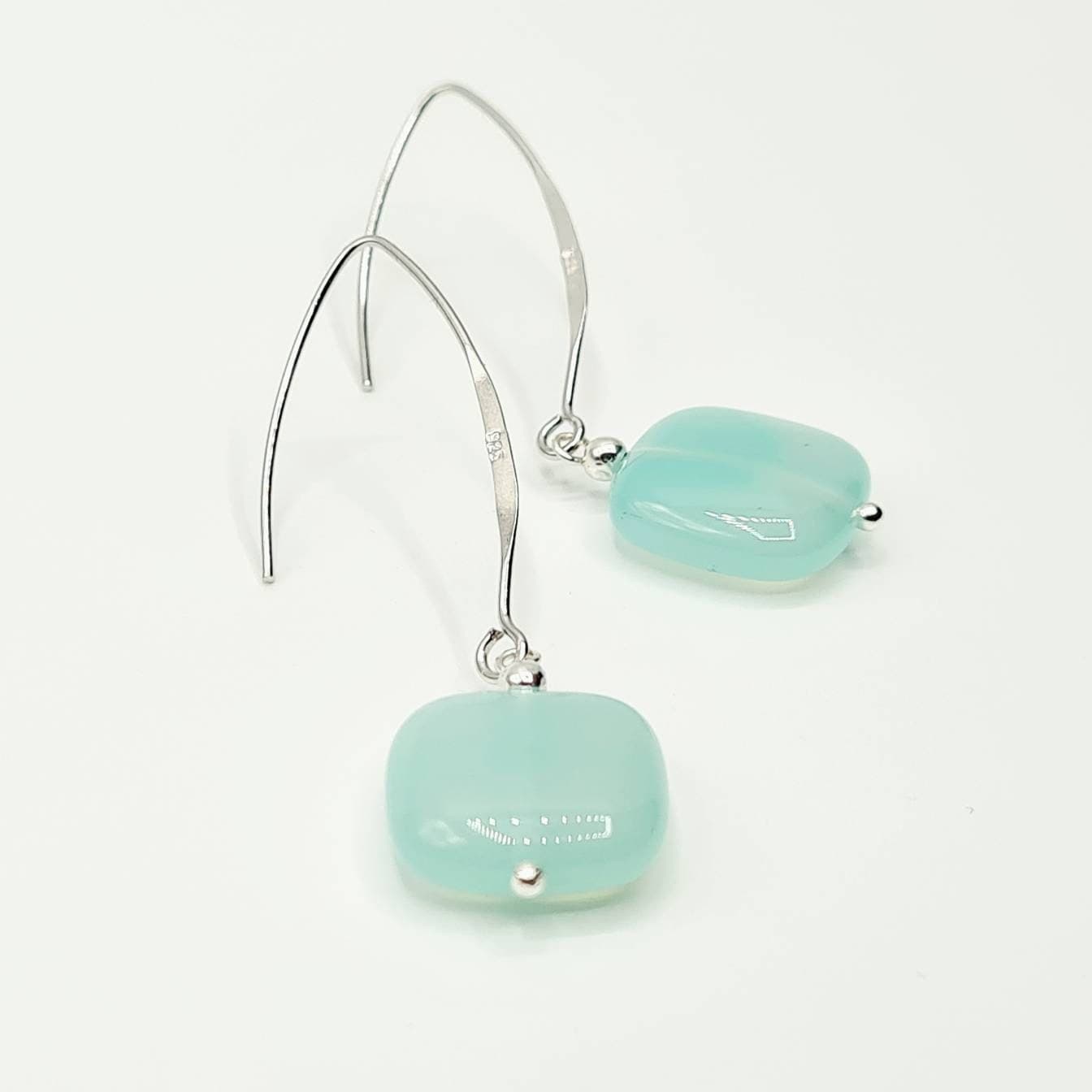Aqua Agate Drop Earrings in Sterling Silver - image 4