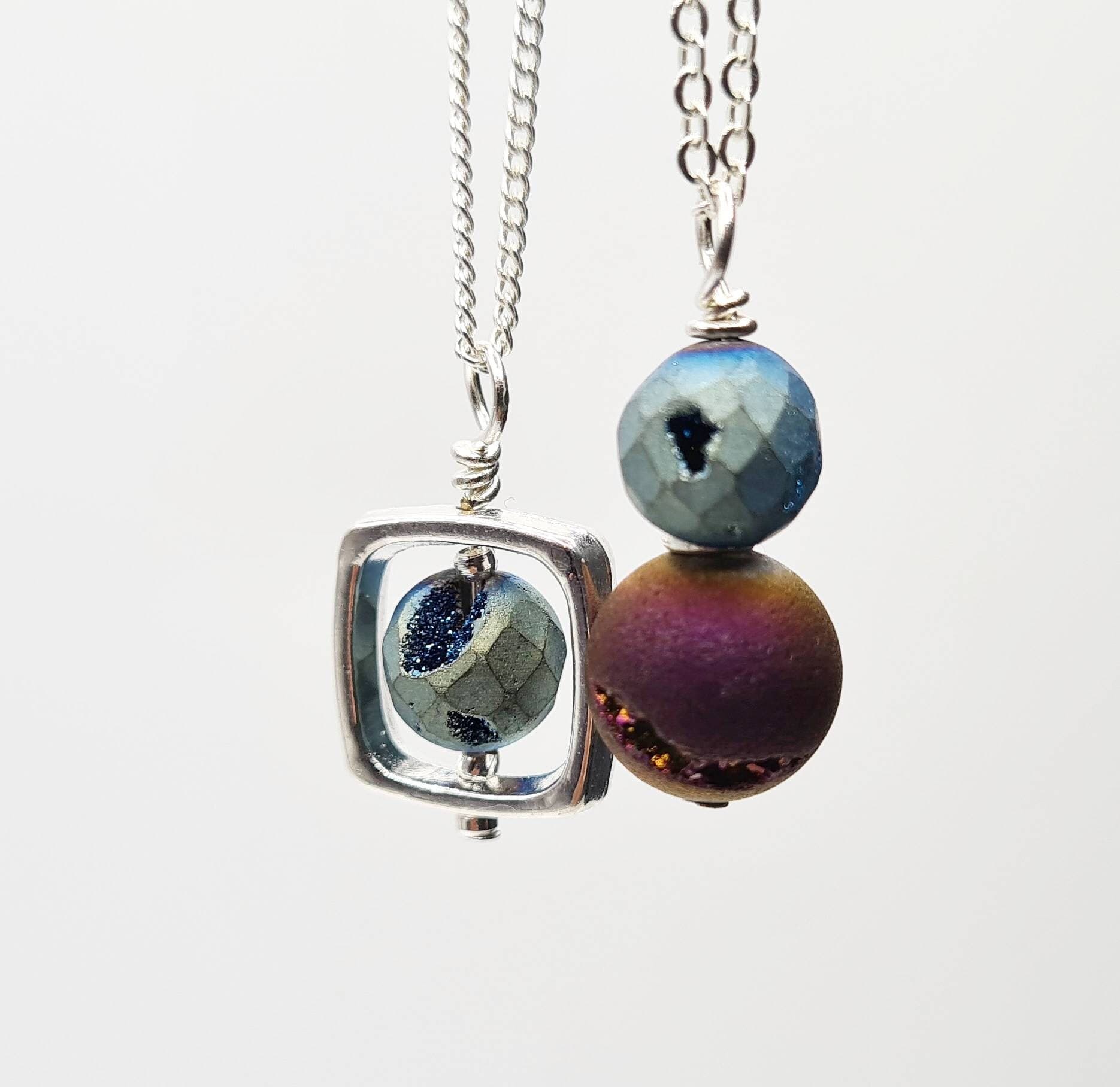 Set of 2 - Druzy Agate Necklaces