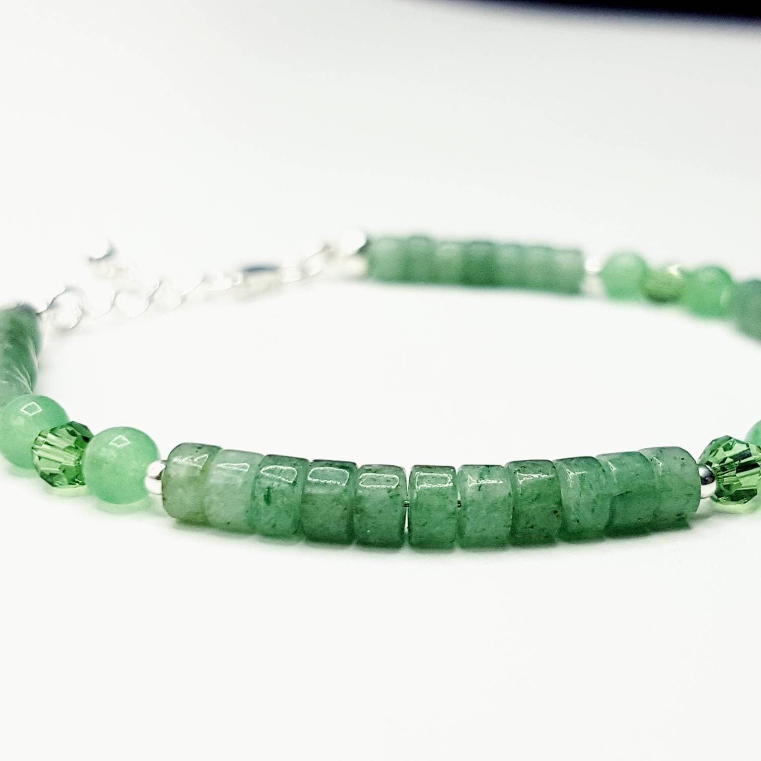 Aventurine & Austrian Crystal Bracelet in Sterling Silver - image 3