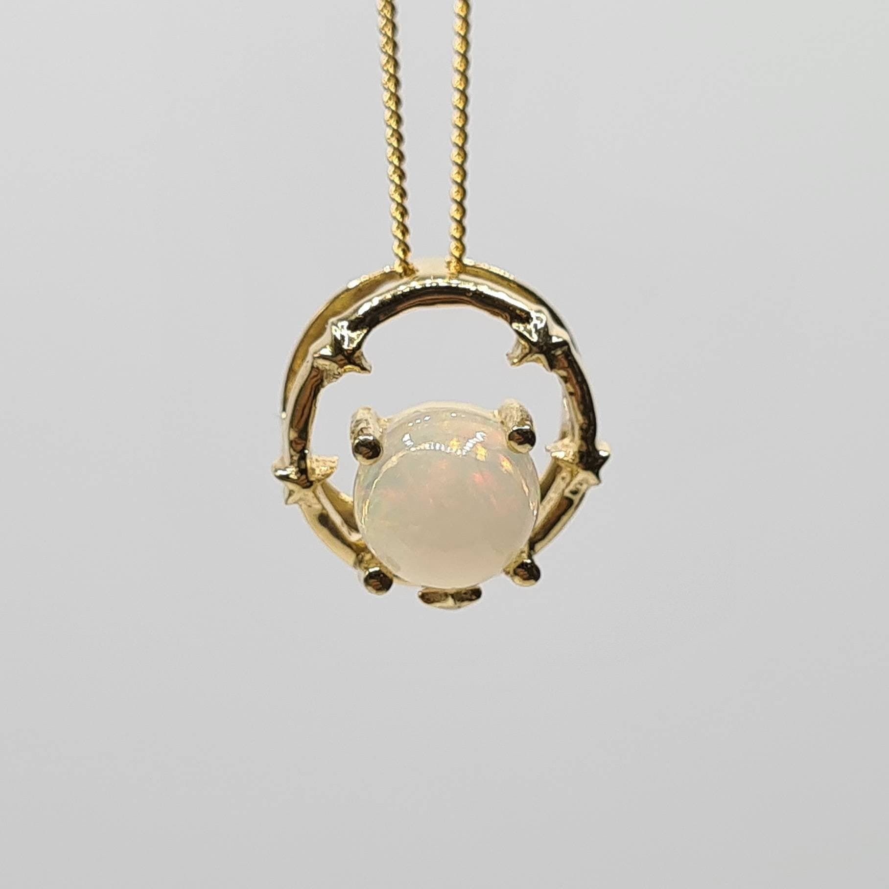 Ethiopian Opal Halo Necklace in Gold over Sterling Silver - image 4