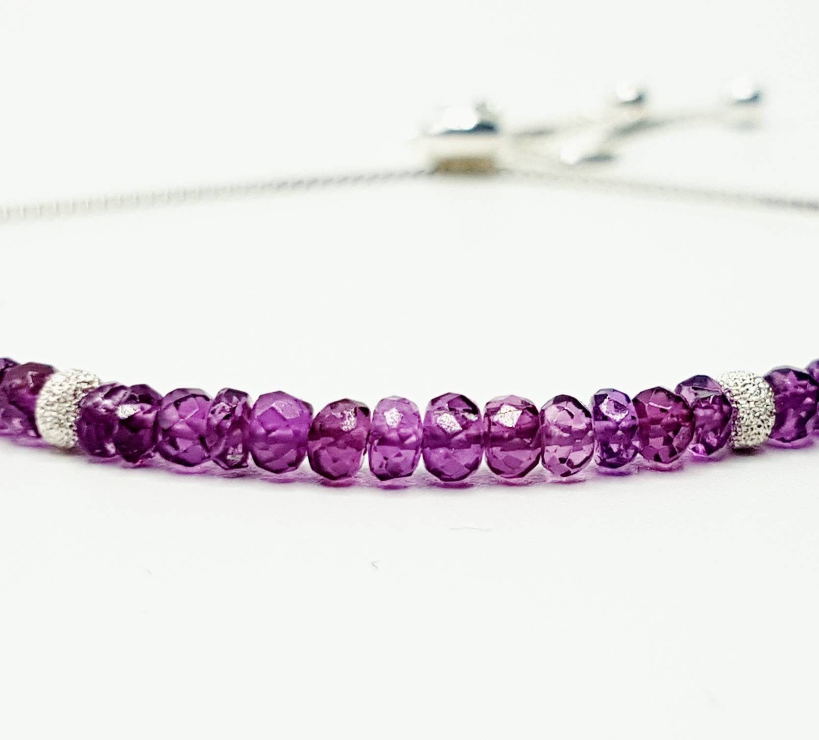 Mozambique Purple Garnet Bracelet in Sterling Silver, Natural Gemstone, Reiki Infused Bracelet, Healing Jewellery