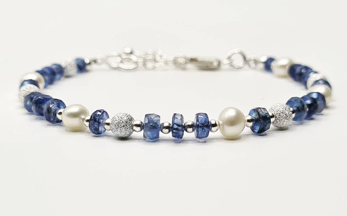 Baroque Pearl & Nilamani - Neelam Stone - Bracelet in Sterling Silver