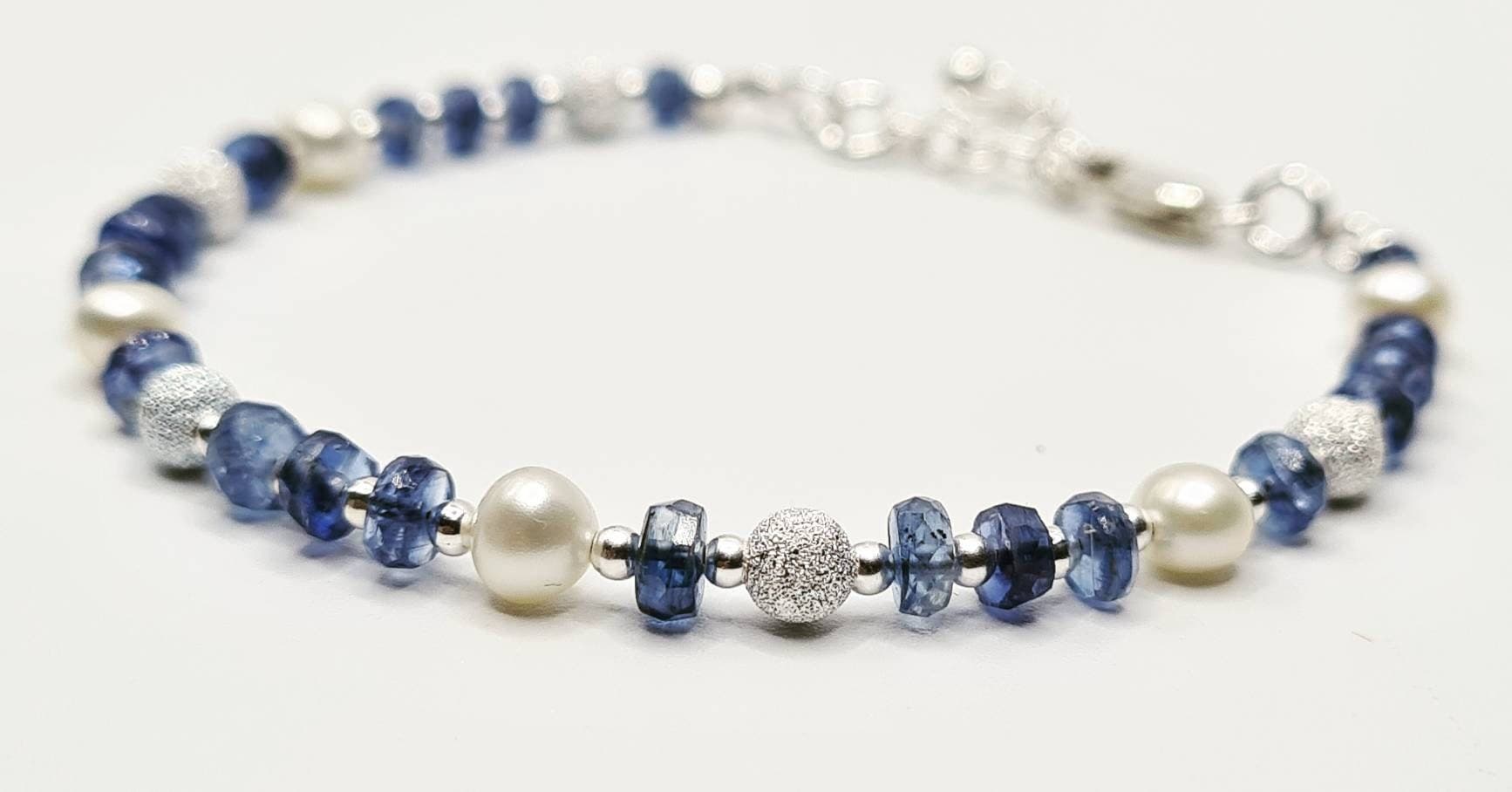 Baroque Pearl & Nilamani - Neelam Stone - Bracelet in Sterling Silver - image 5
