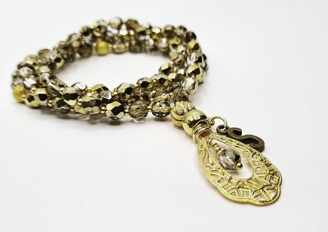 Personalized Gold Czech Crystal Tasbih, Prayer Beads, Tasbeeh, Misbah - image 3