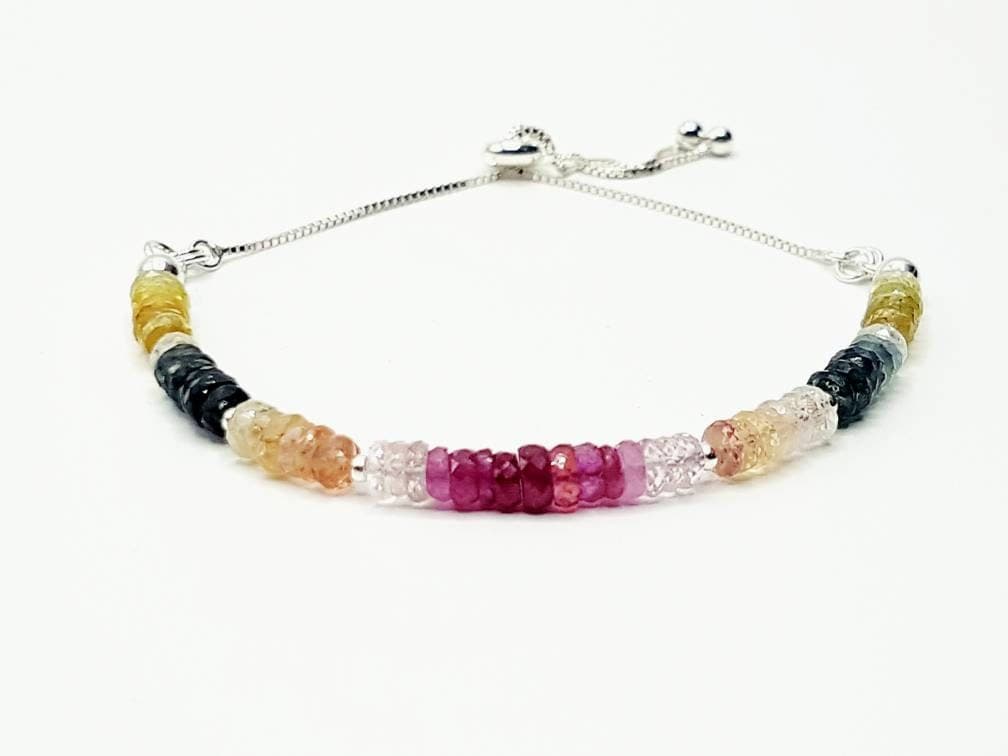 Rainbow Sapphire Bracelet in Sterling Silver, Natural Gemstone, Reiki Infused Bracelet, Healing Jewellery - image 5