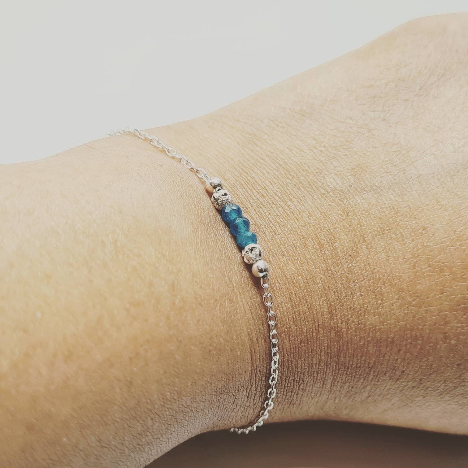 Delicate Blue Apatite Bracelet in Sterling Silver