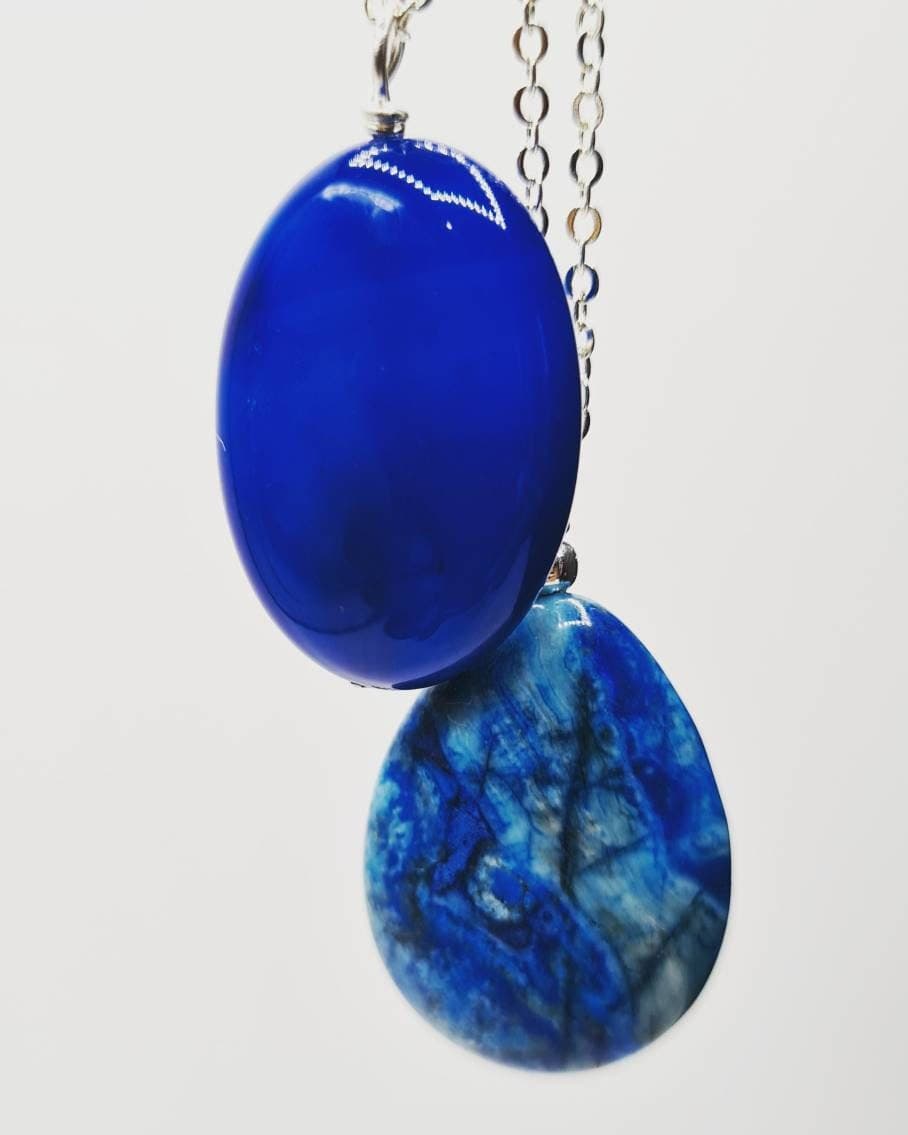 Set of 2 - Blue Pear Agate Necklaces - image 3
