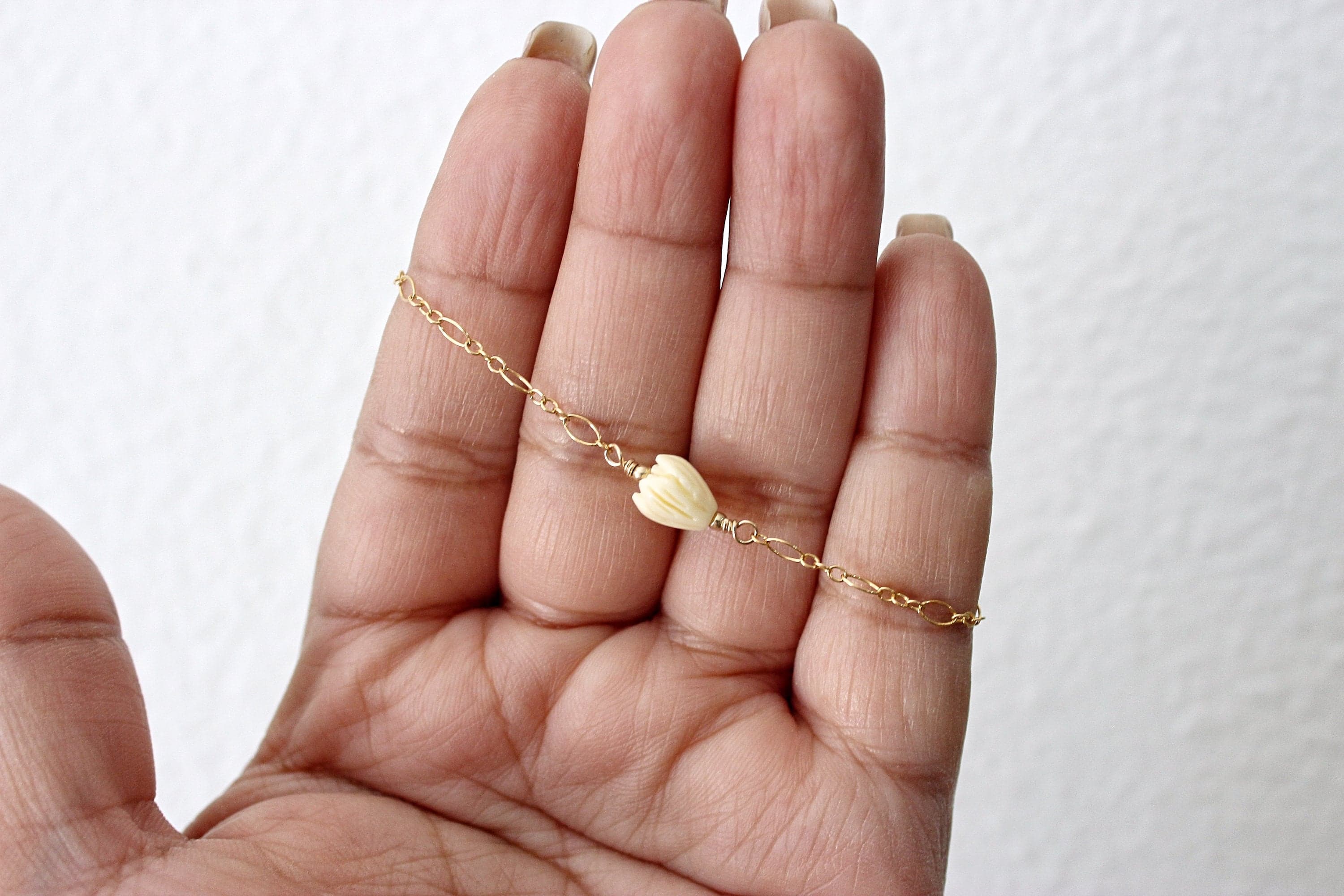 Coral Composite Beige 6-inch 14k Gold-Filled Child-Size Bracelet