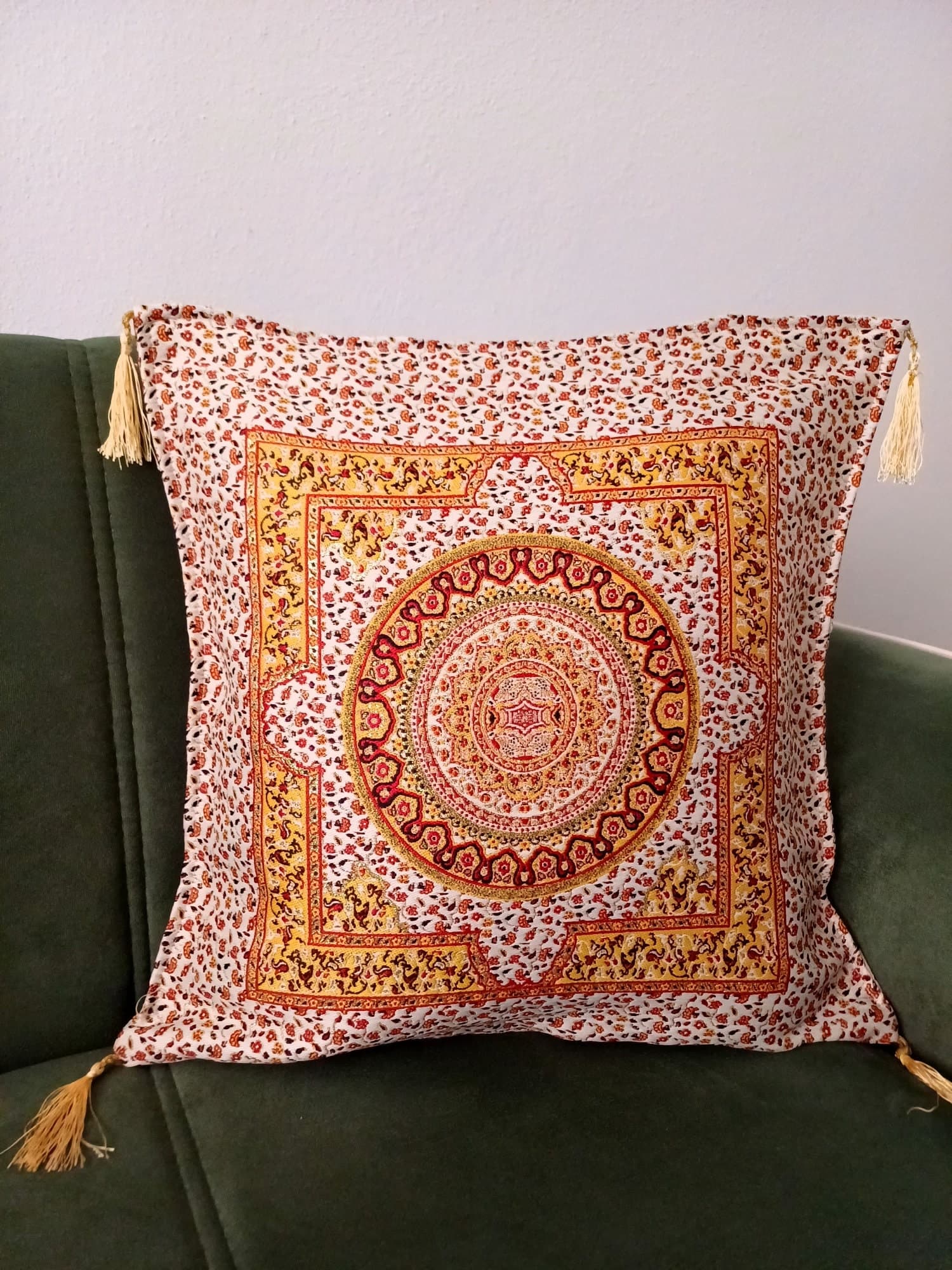 Anatolian Ottoman Pillow, Traditional Turkish Pillow, Beige Rug Patterned Cushion, Kilim Pattern Coach Pillow, Authentic Chenille Pillow