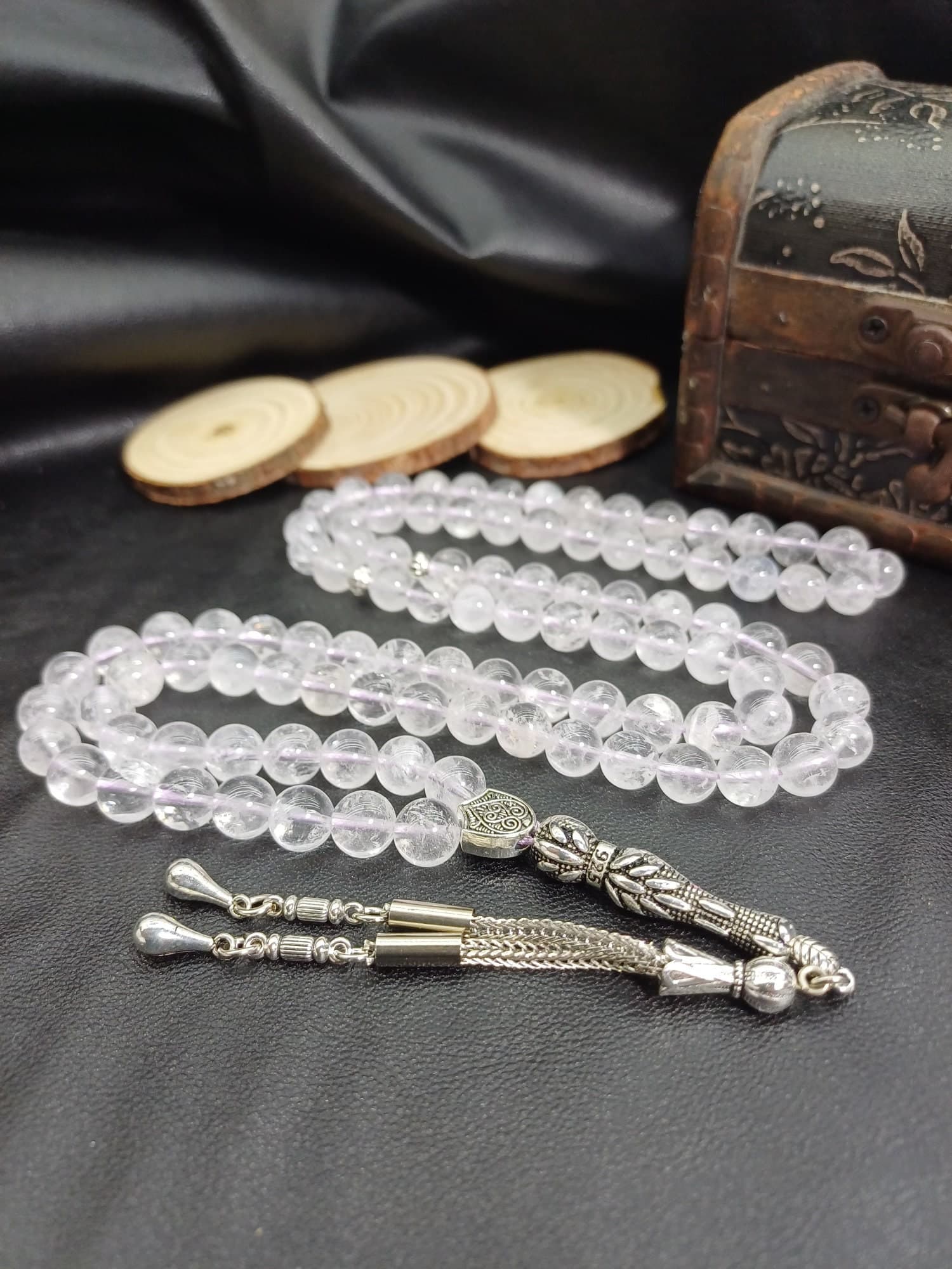 Crystal Quartz Tasbih: 99-Bead Islamic Prayer Beads, Najaf Stone Rosary - image 4